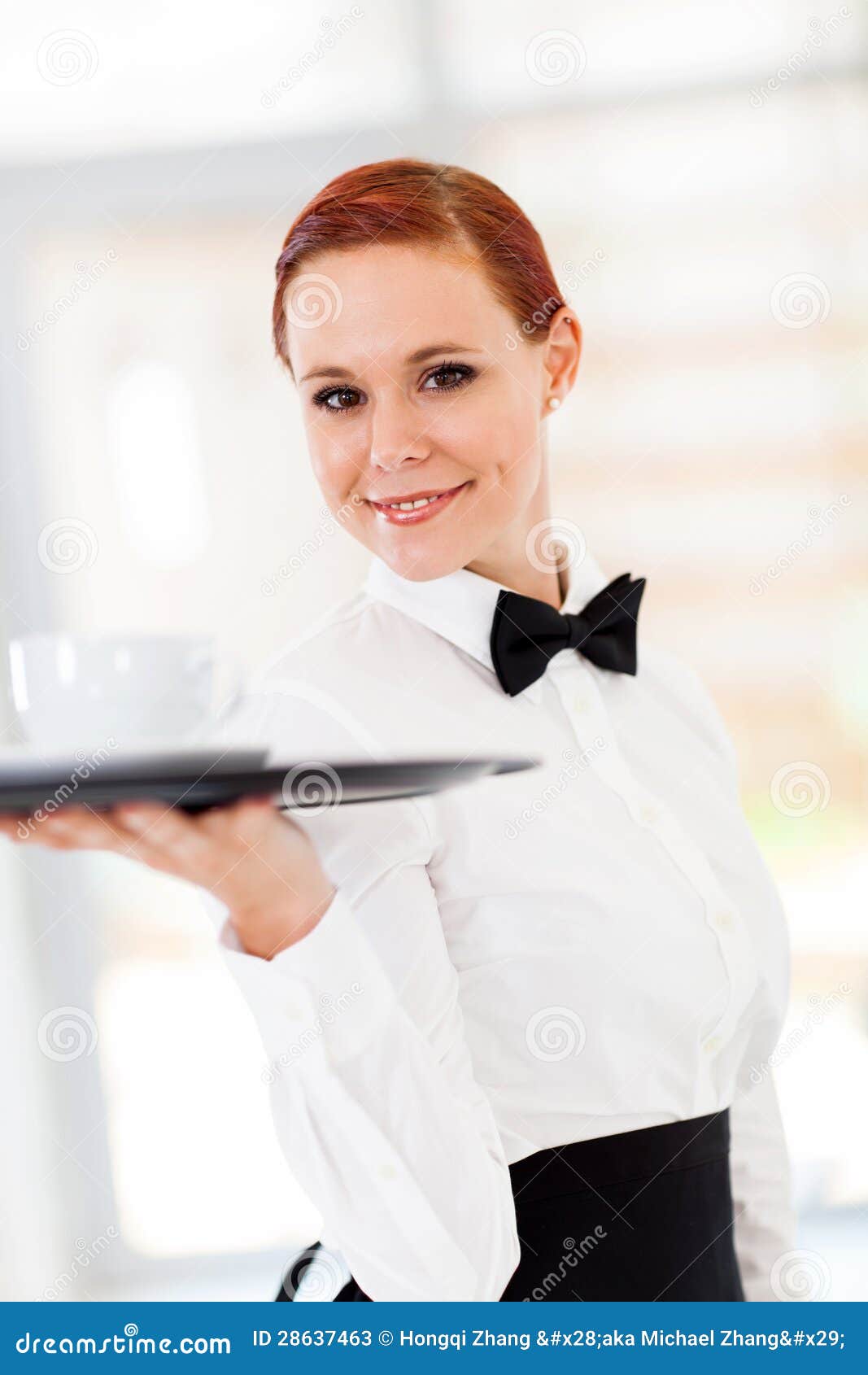 Waitress serving coffee stock image. Image of friendly 28637463