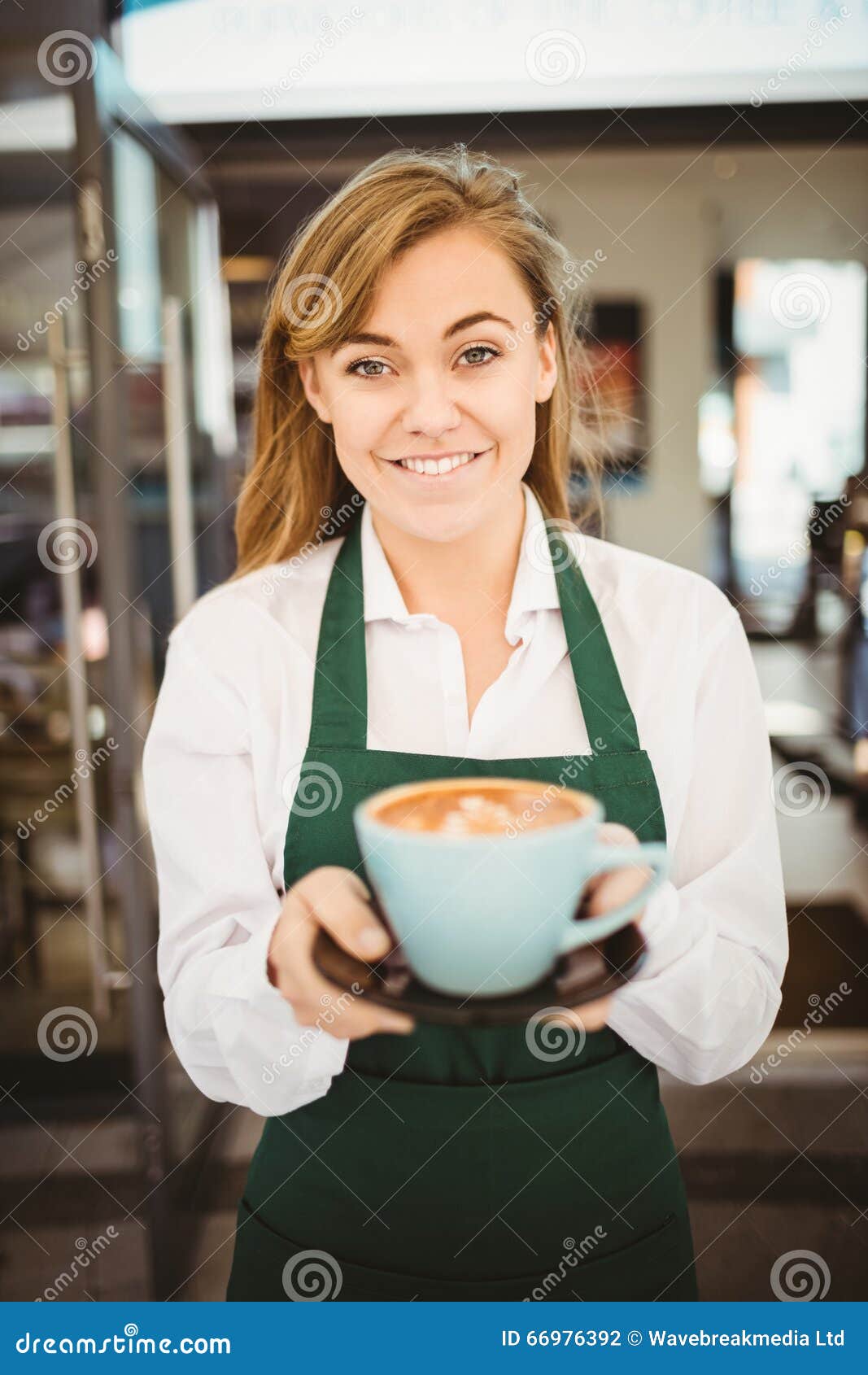 Waitress Serving a Cup of Coffee Stock Photo Image of food, holding