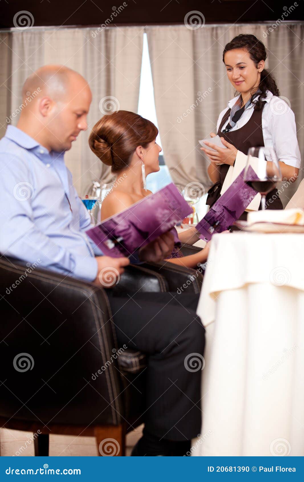 Waitress Taking the Order from Restaurant Table Stock Photo Image of