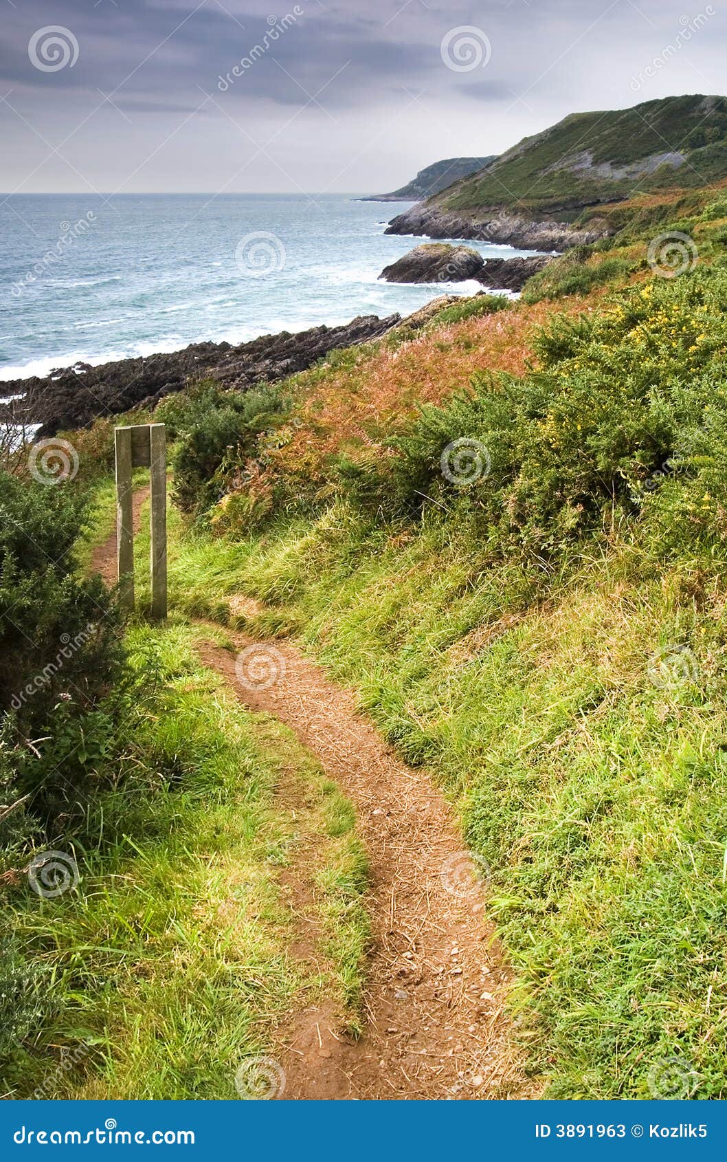 Coastline walk along the sea in South Wales