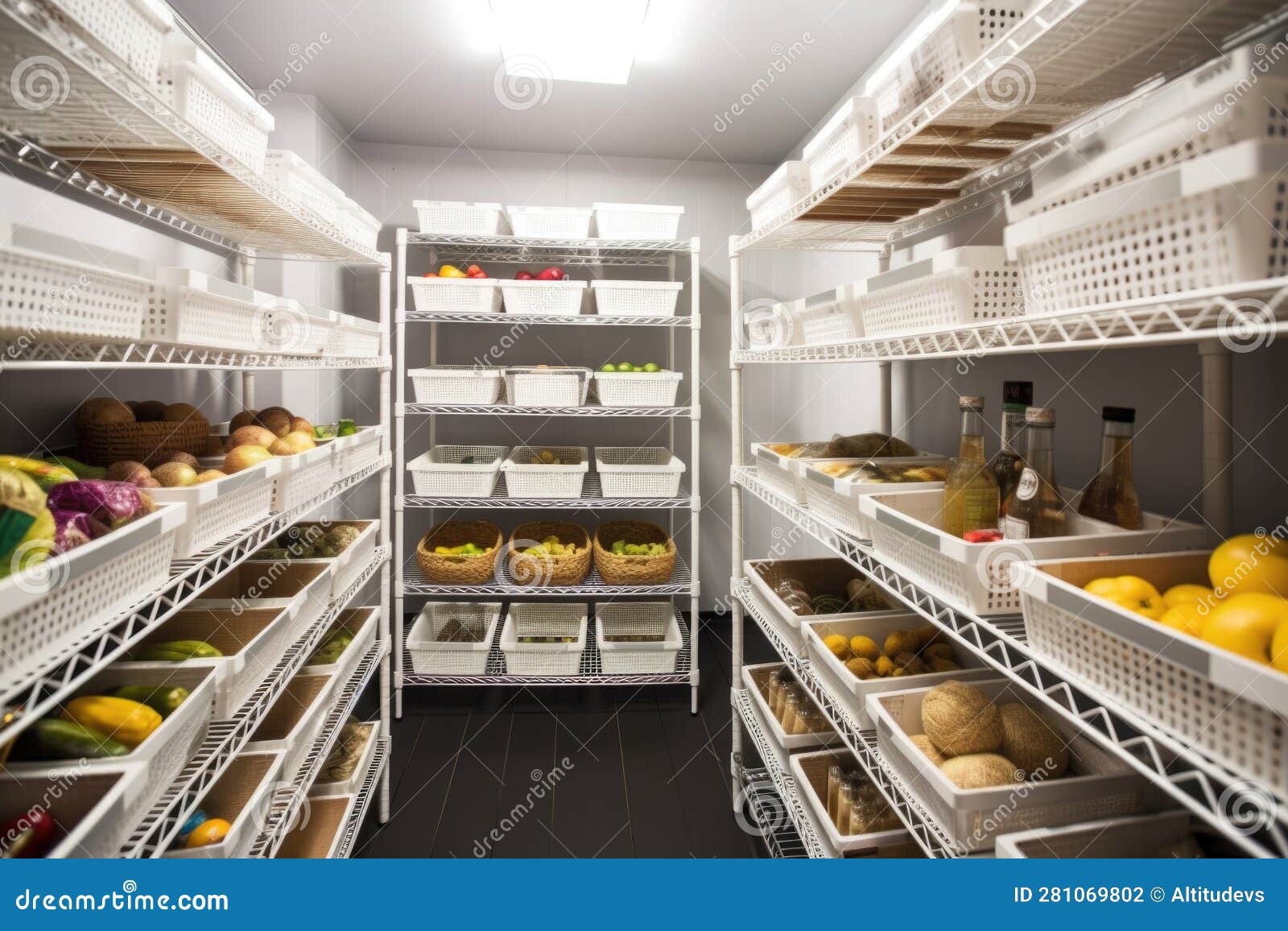 Walkin Fridge with Shelves, Bins and Baskets for Storing Food Items