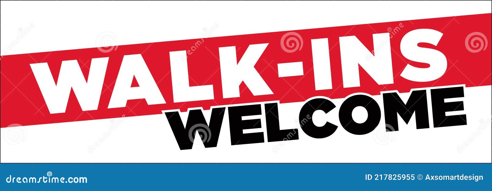 walk-ins welcome banner 24in x 72in sign for restaurants, salons, barber shops, vaccination sites, emergency care centers & more