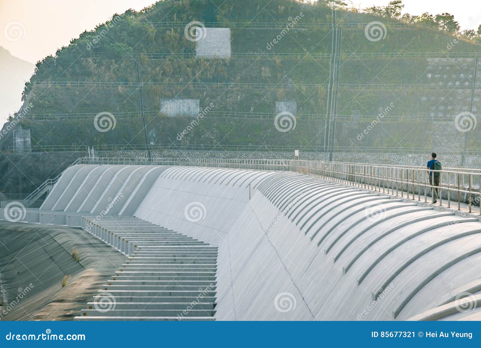 Walk Path on a Dam of Reservoir Stock Image Image of environment