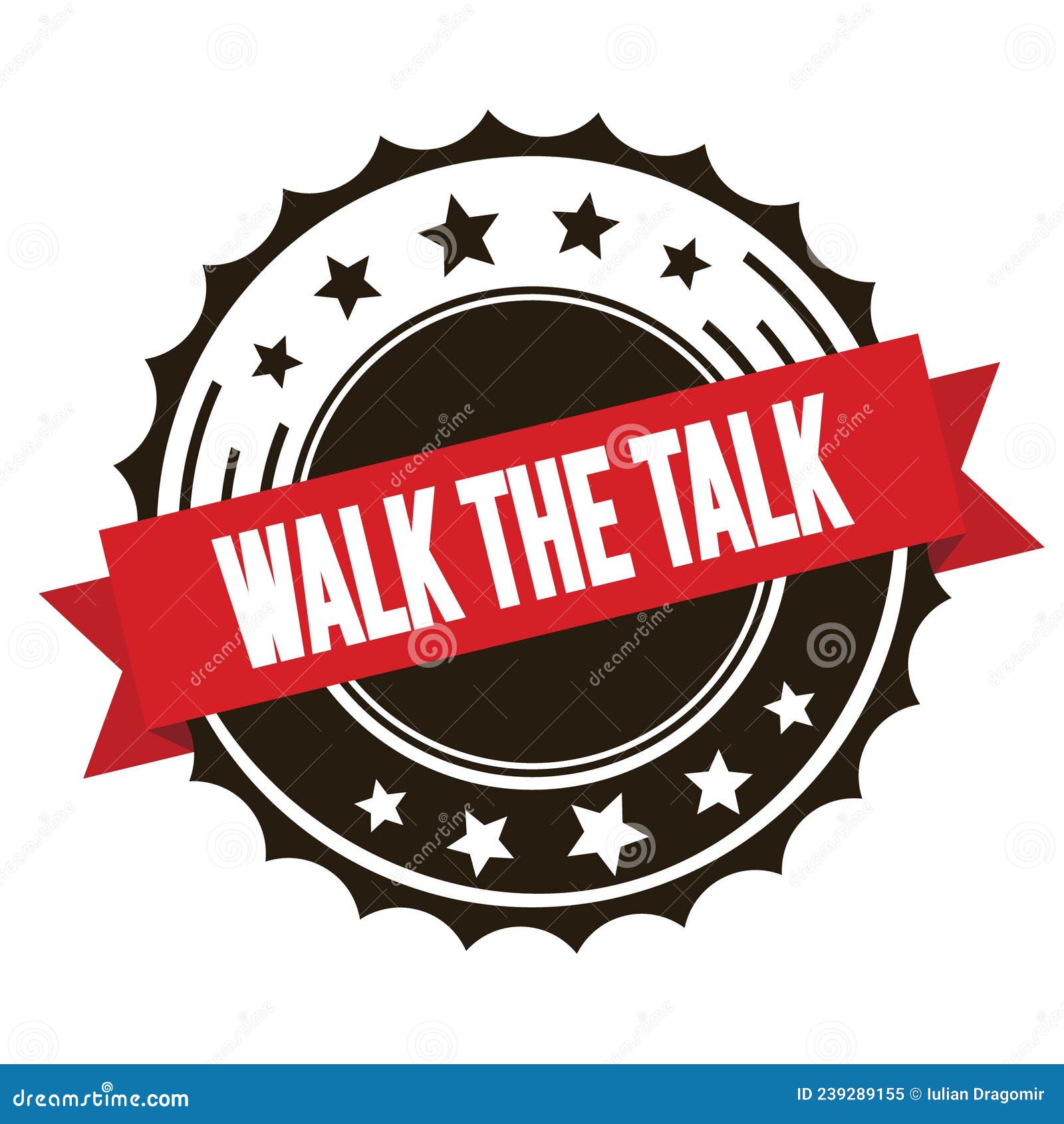 walk-the-talk-text-on-red-brown-ribbon-stamp-stock-illustration