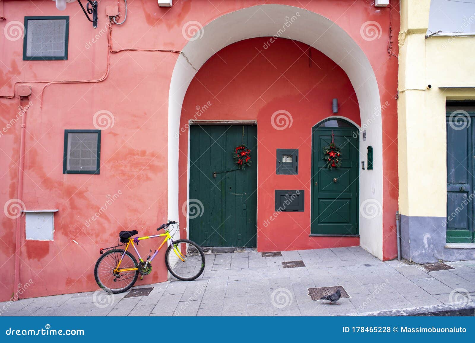 Italy, Campania Procida Bicycle Stock Photo Image of house, street 178465228