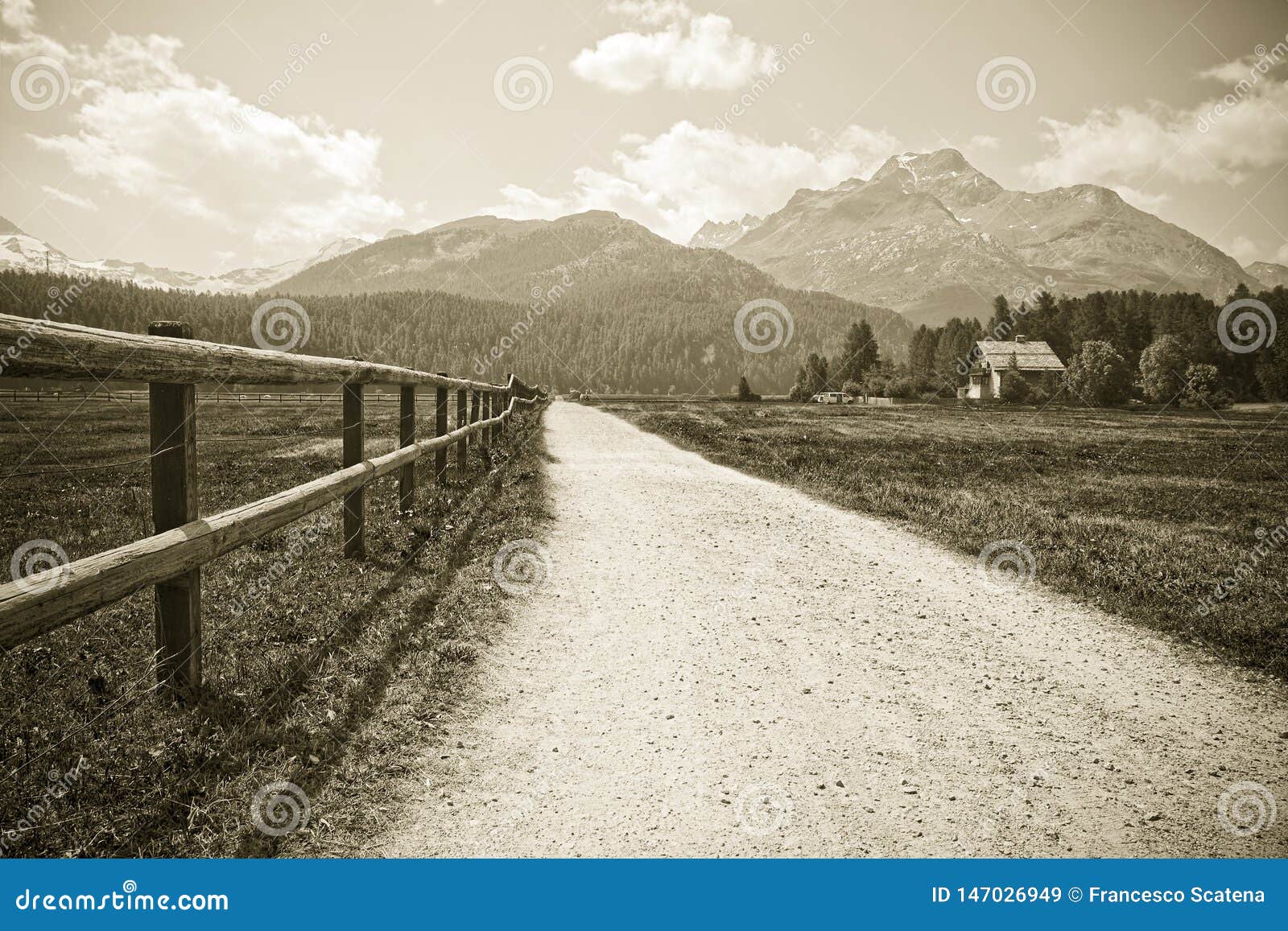 walking around sils lake in the upper engadine valley switzerland - europe - sepia toned