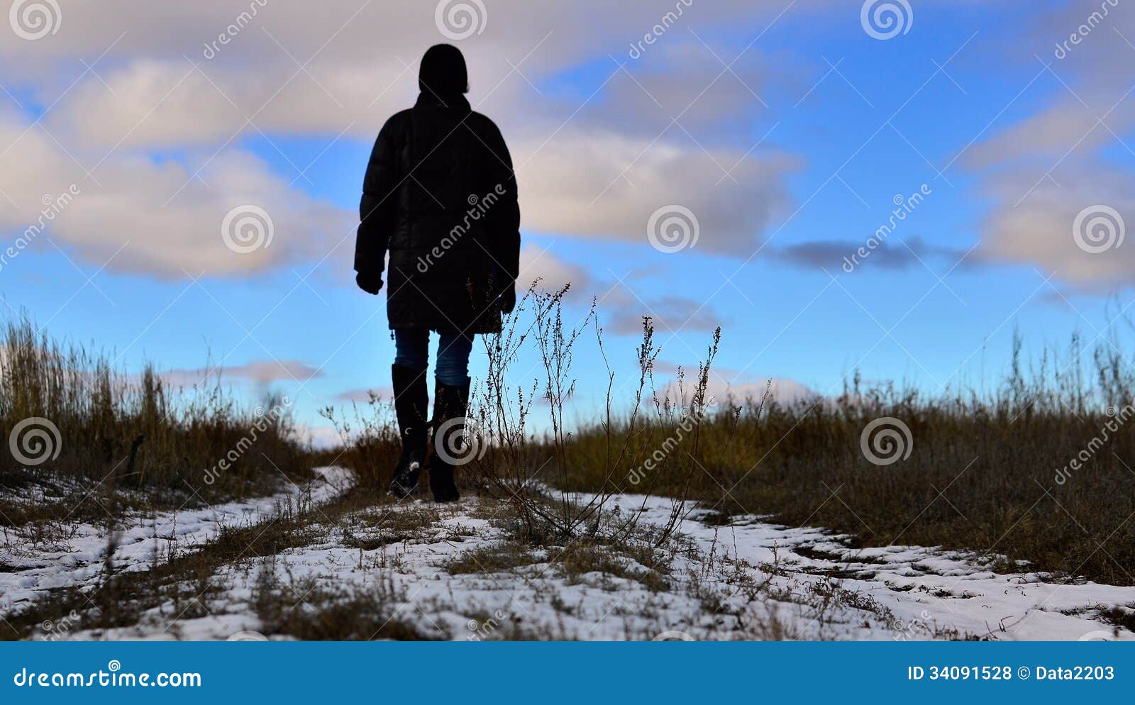 Dark Mysterious Silhouette Walking Away Royalty Free Stock Photos