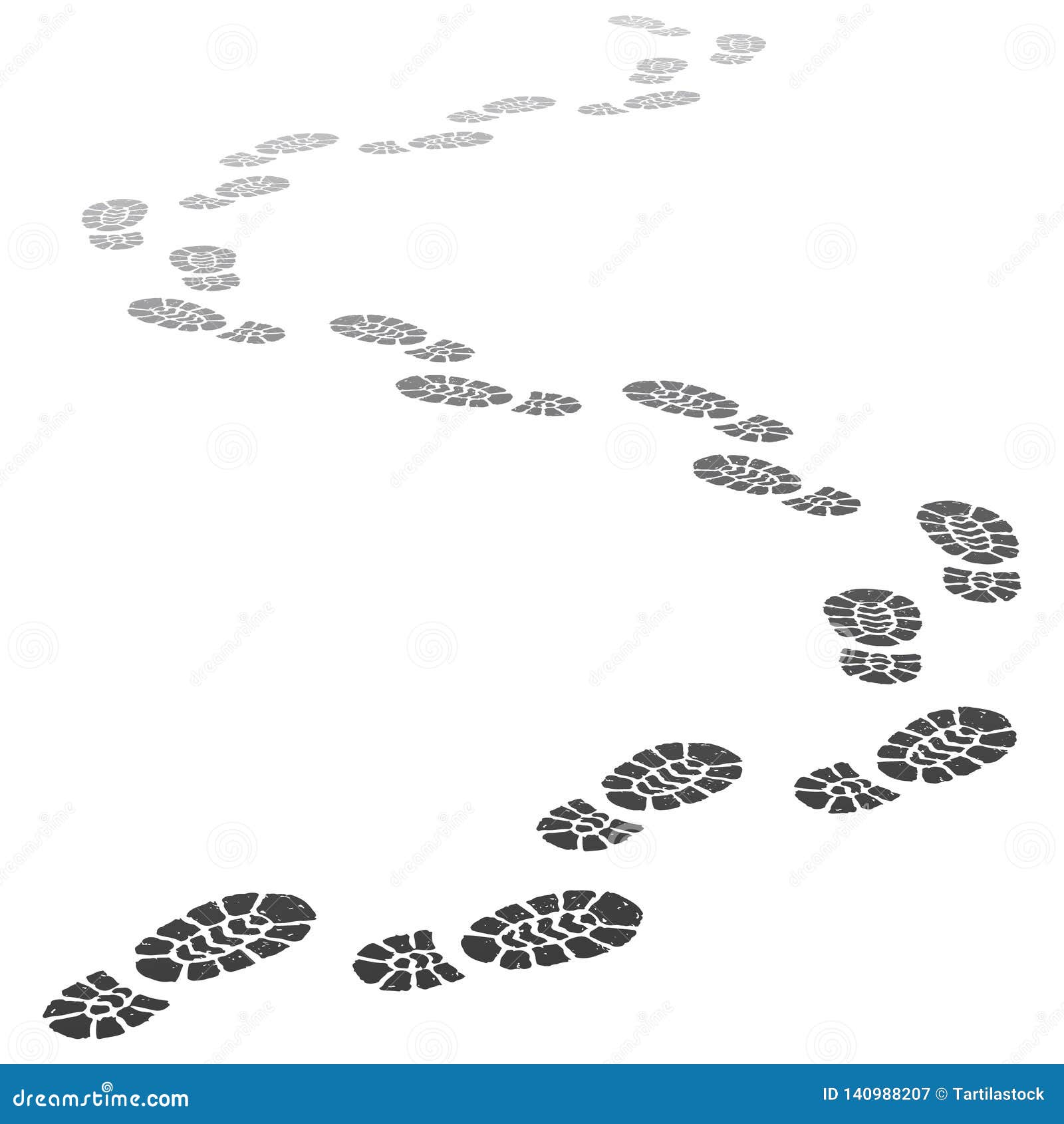 walking away footsteps. outgoing footprint silhouette, footstep prints and shoe steps going in perspective 