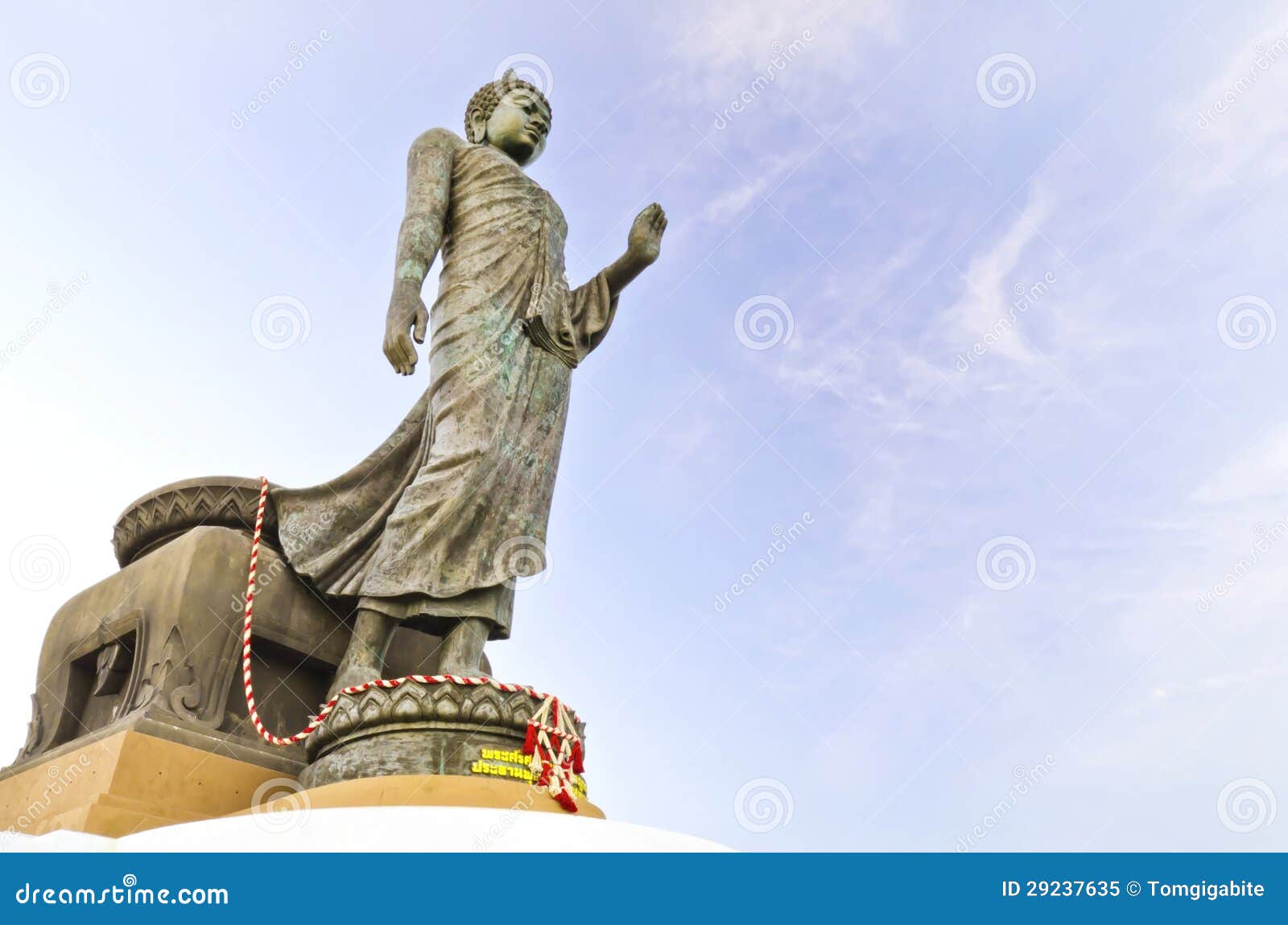 Walking Buddha & Seated Buddha In Earth Touching Pose, At The Base Of