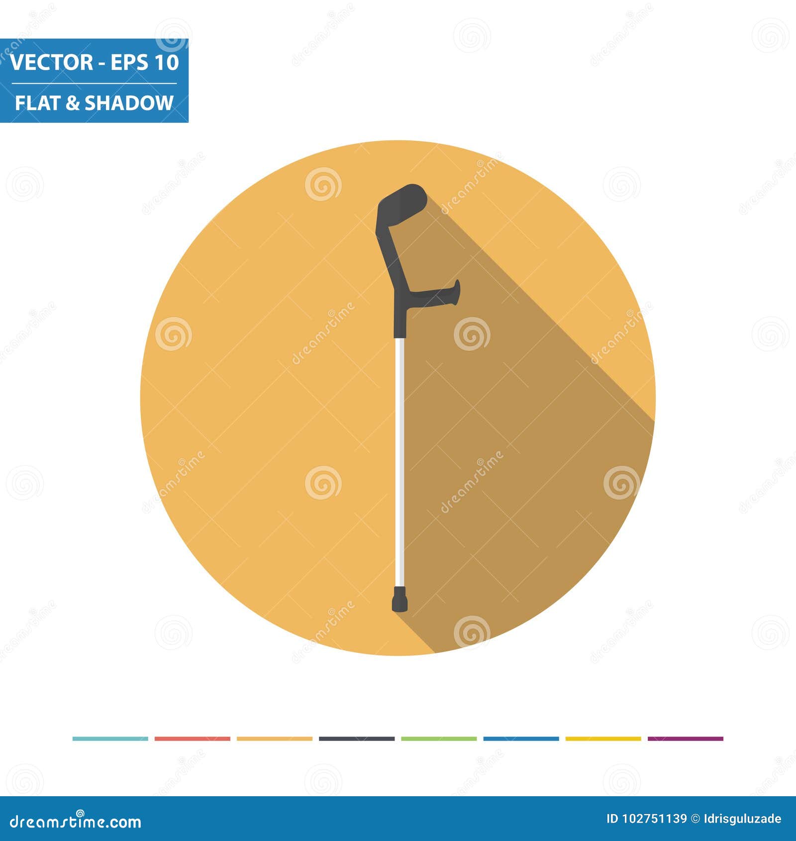 Walking crutch flat icon stock vector. Illustration of healthcare