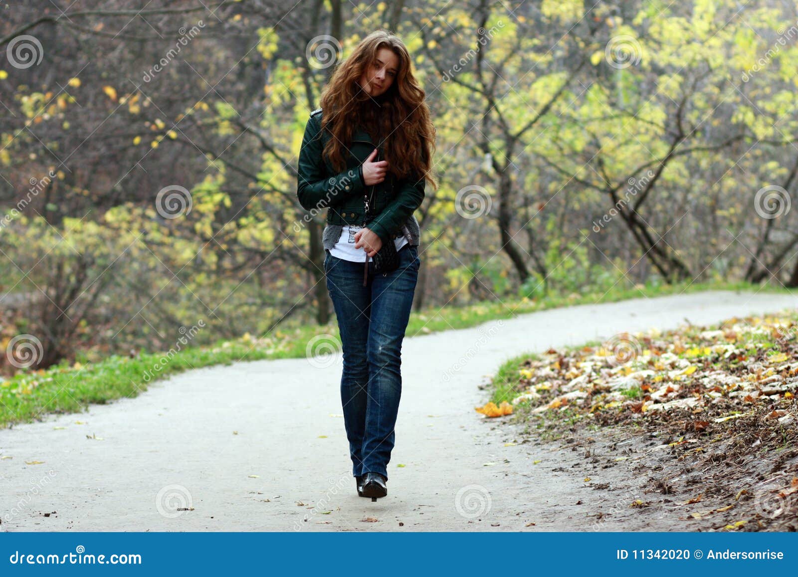 Walking girl stock photo. Image of european, fall, face - 11342020