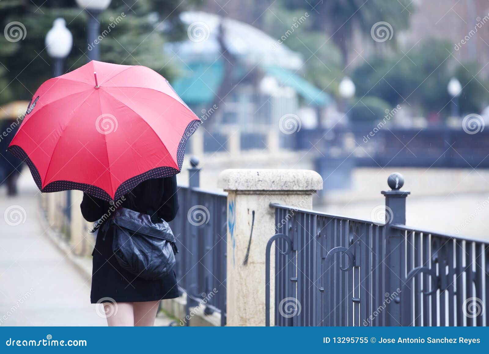 Walking girl under rain stock image. Image of motion 13295755