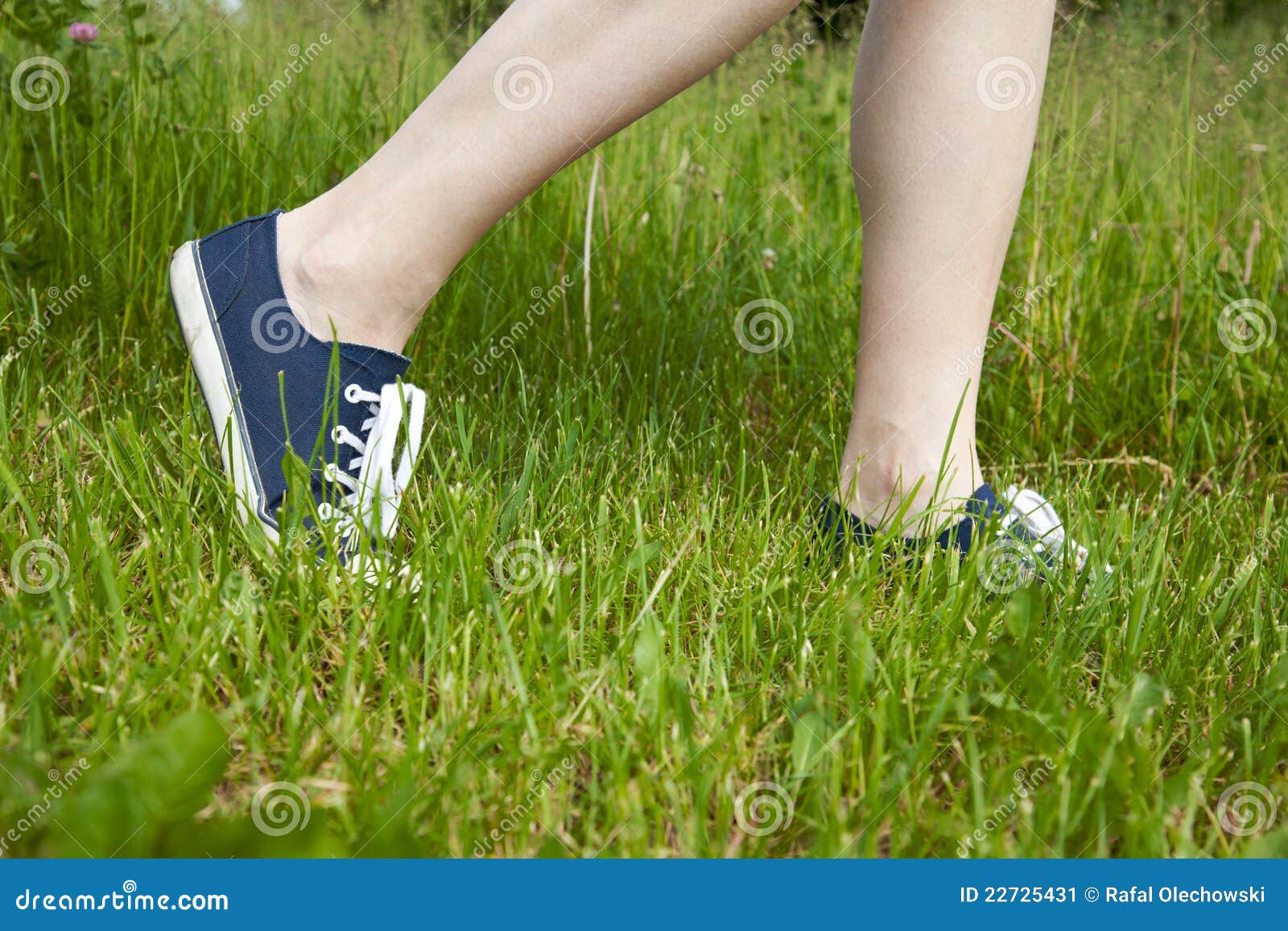 Walking on Green Grass in Sport Shoes Stock Image Image of concept