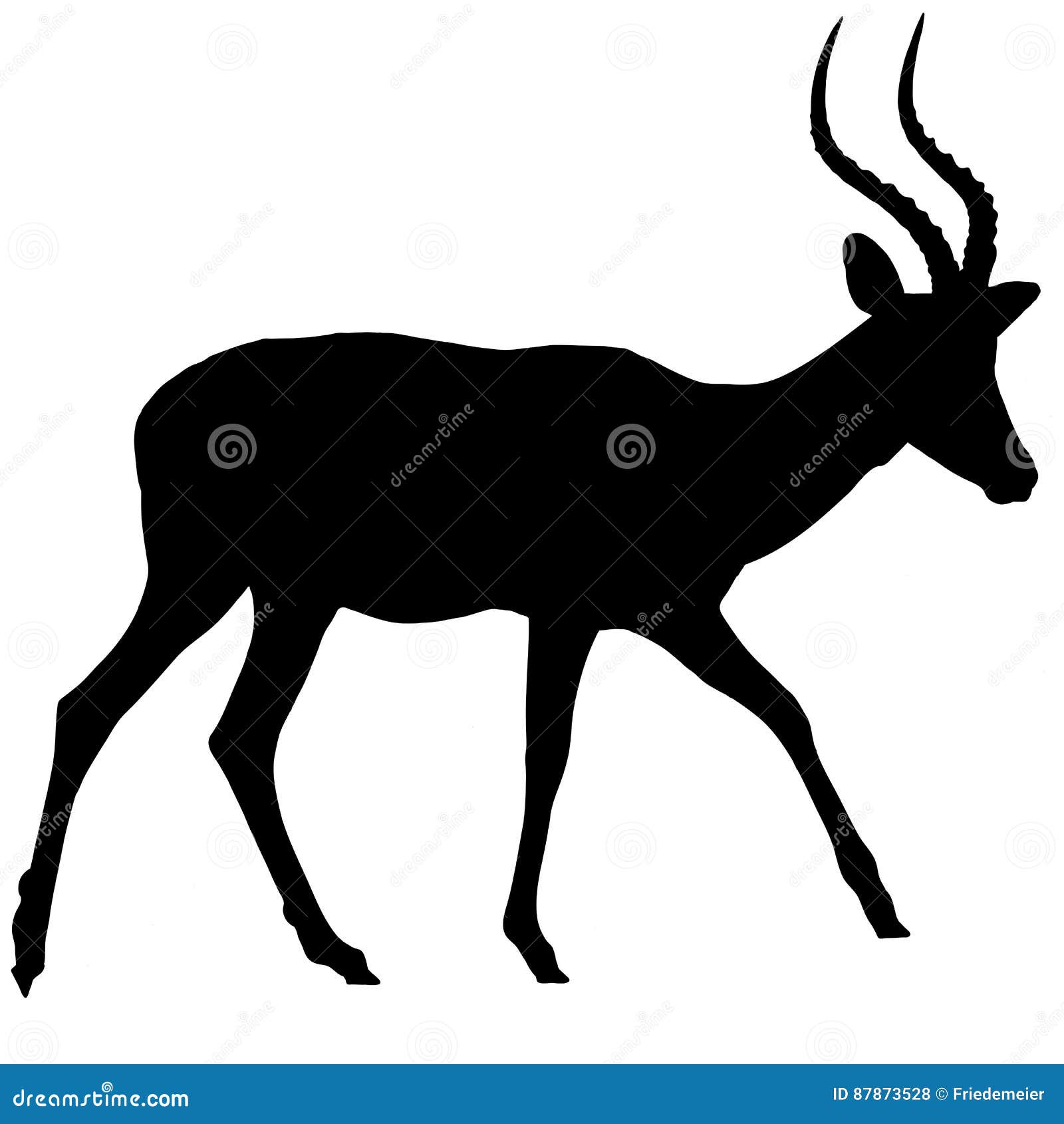 Walking Impala Antelope - Silhouette Stock Vector - Illustration of