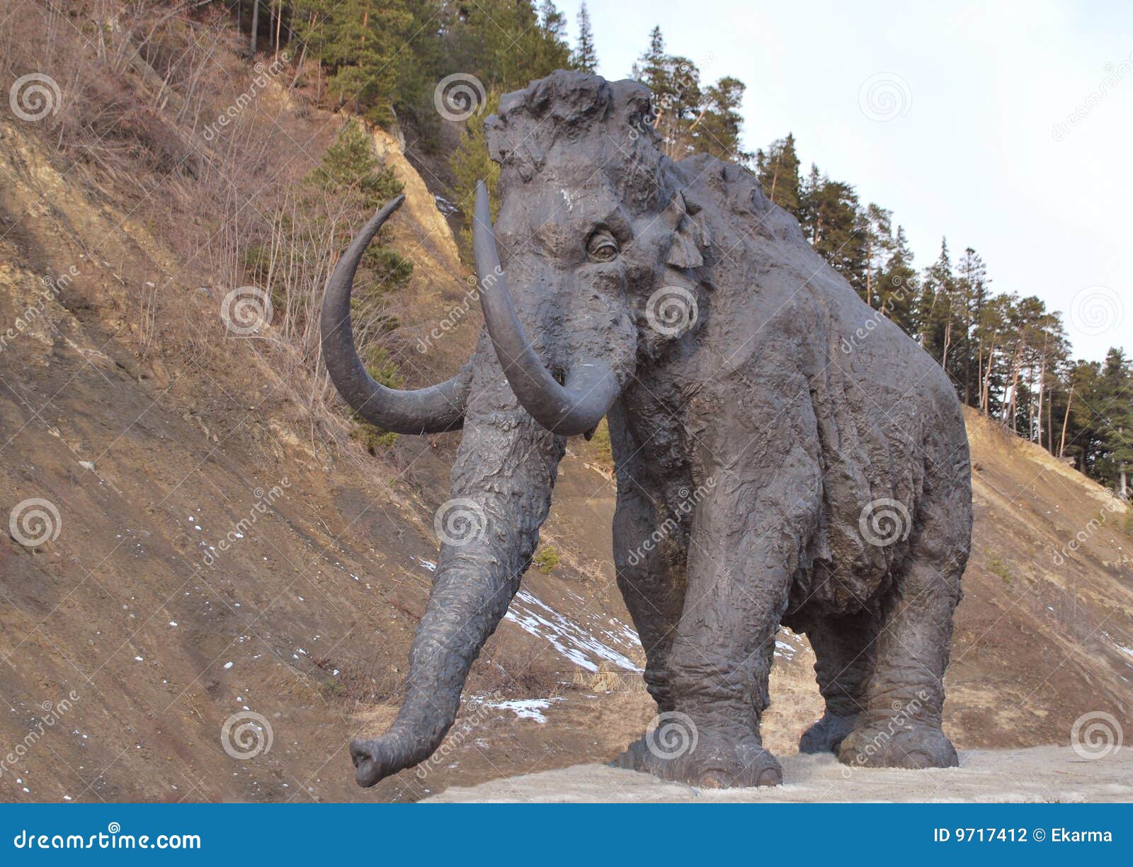 walking mammoth against precipice