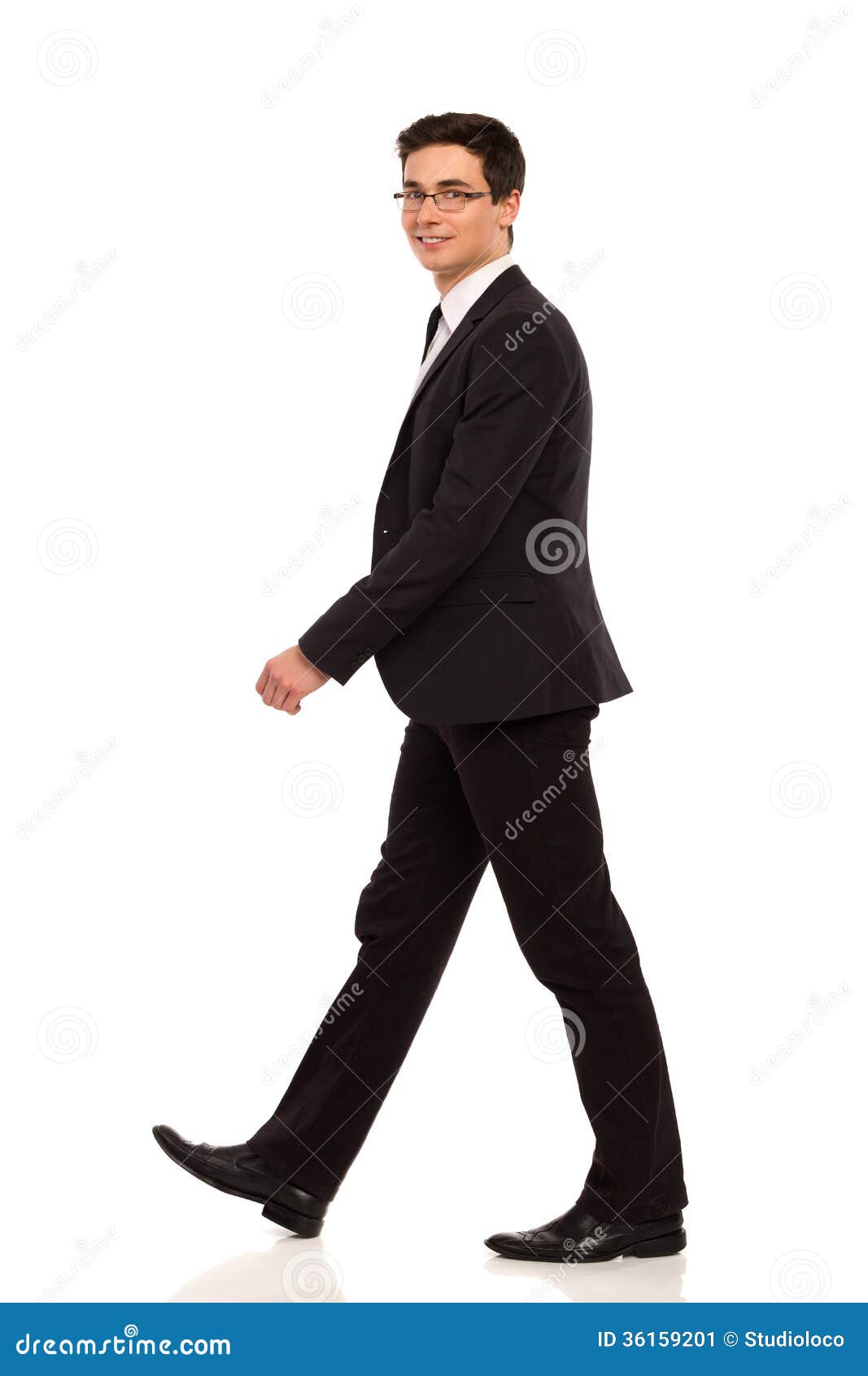 Walking Man In Black Suit. Stock Image Image 36159201
