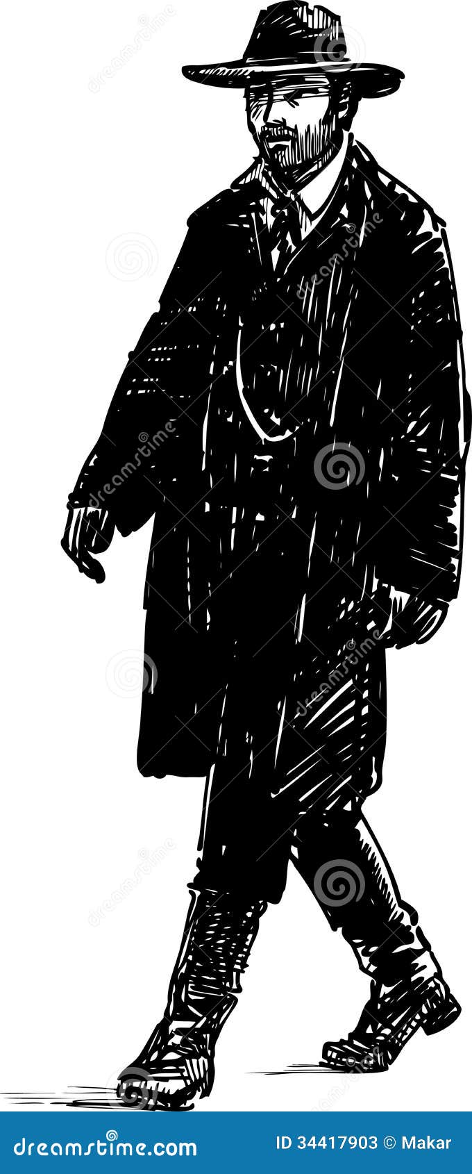 Walking Man In The Vintage Suit Stock Vector Illustration Of