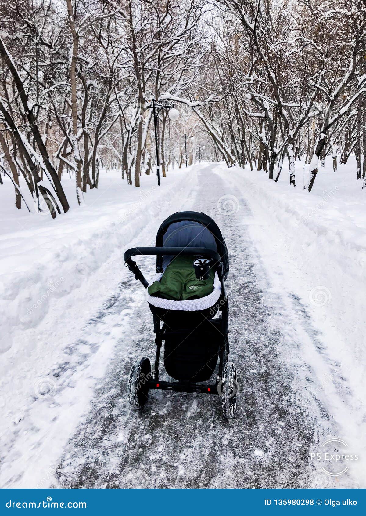 walking newborn in stroller