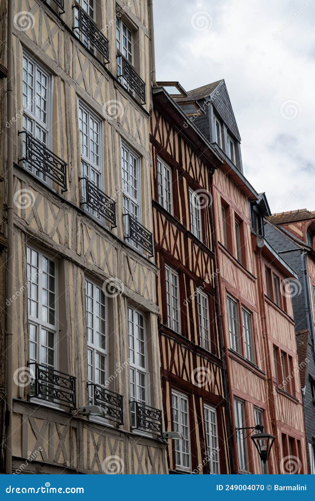 walking in old centrum part of rouen city, streetview, tourists destination city in normandy, france