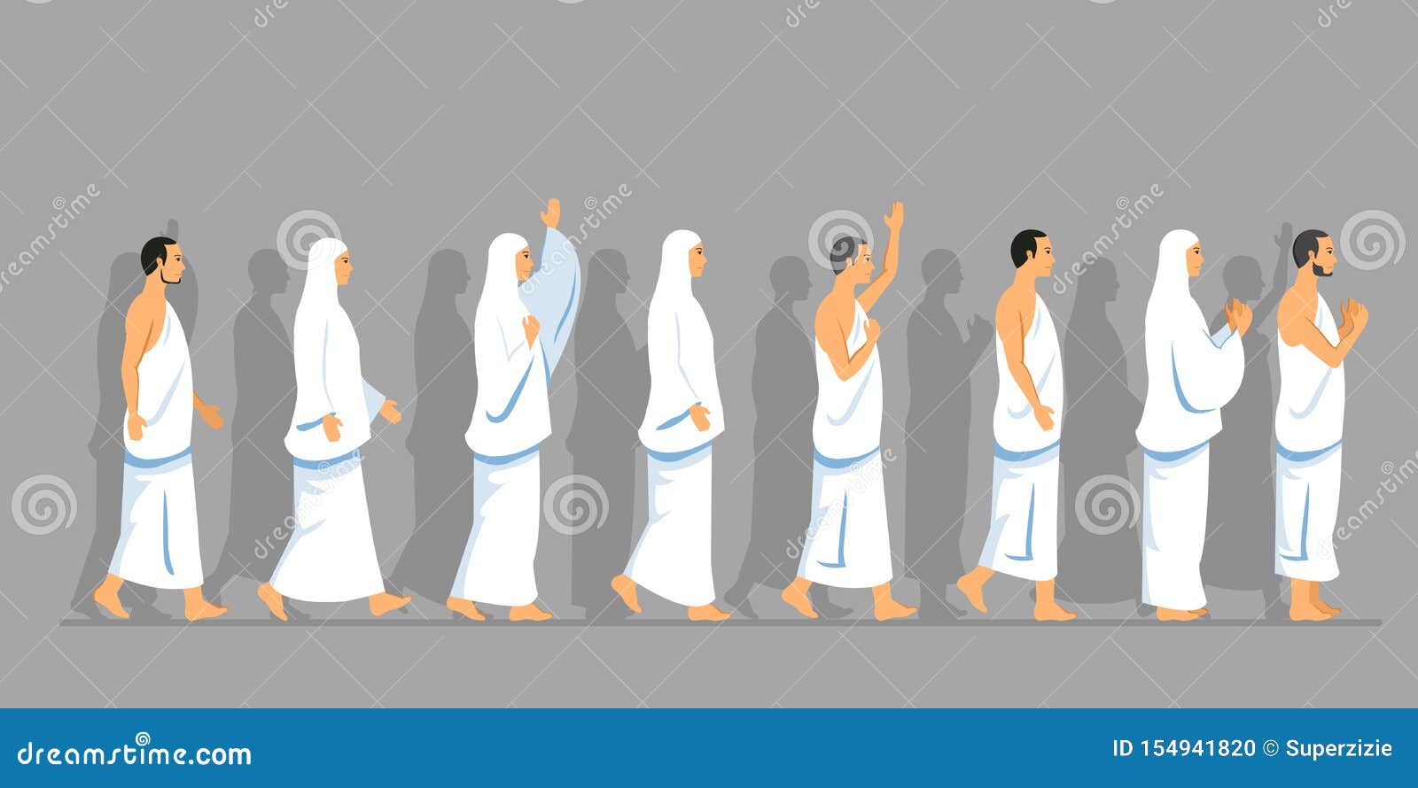 walking pack of hajj pilgrimage in parallel