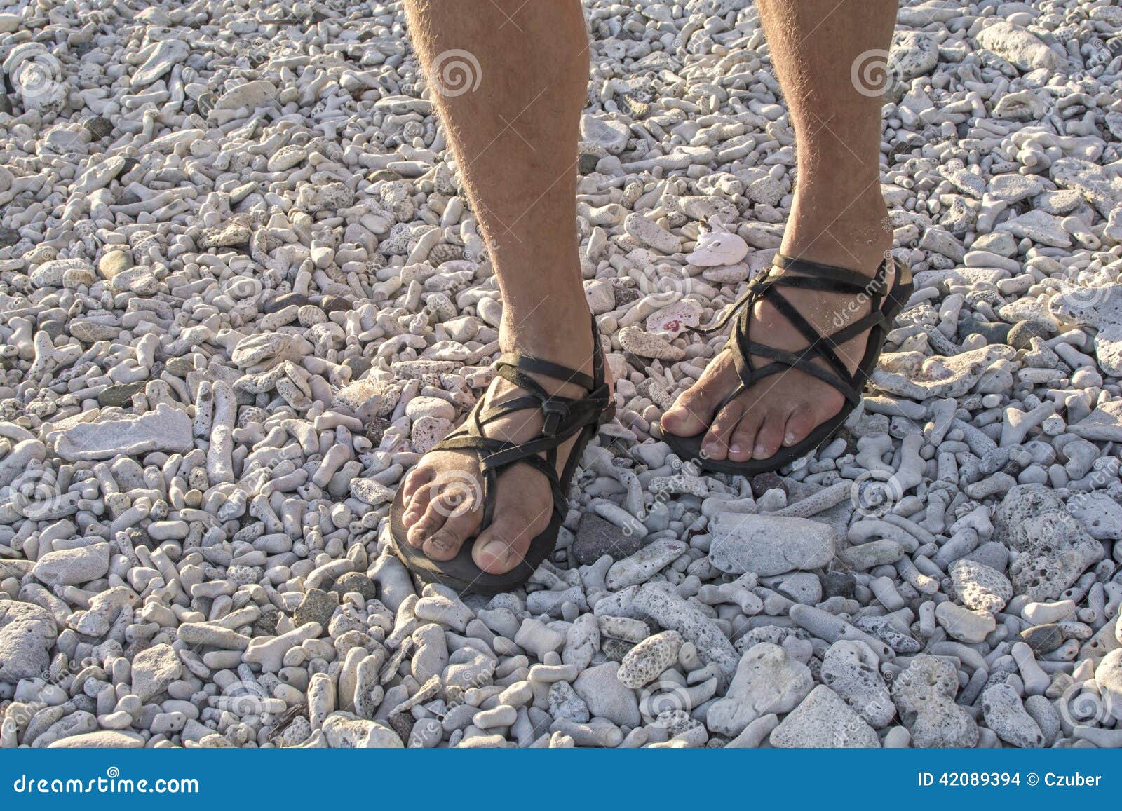 walking in sandals on beach