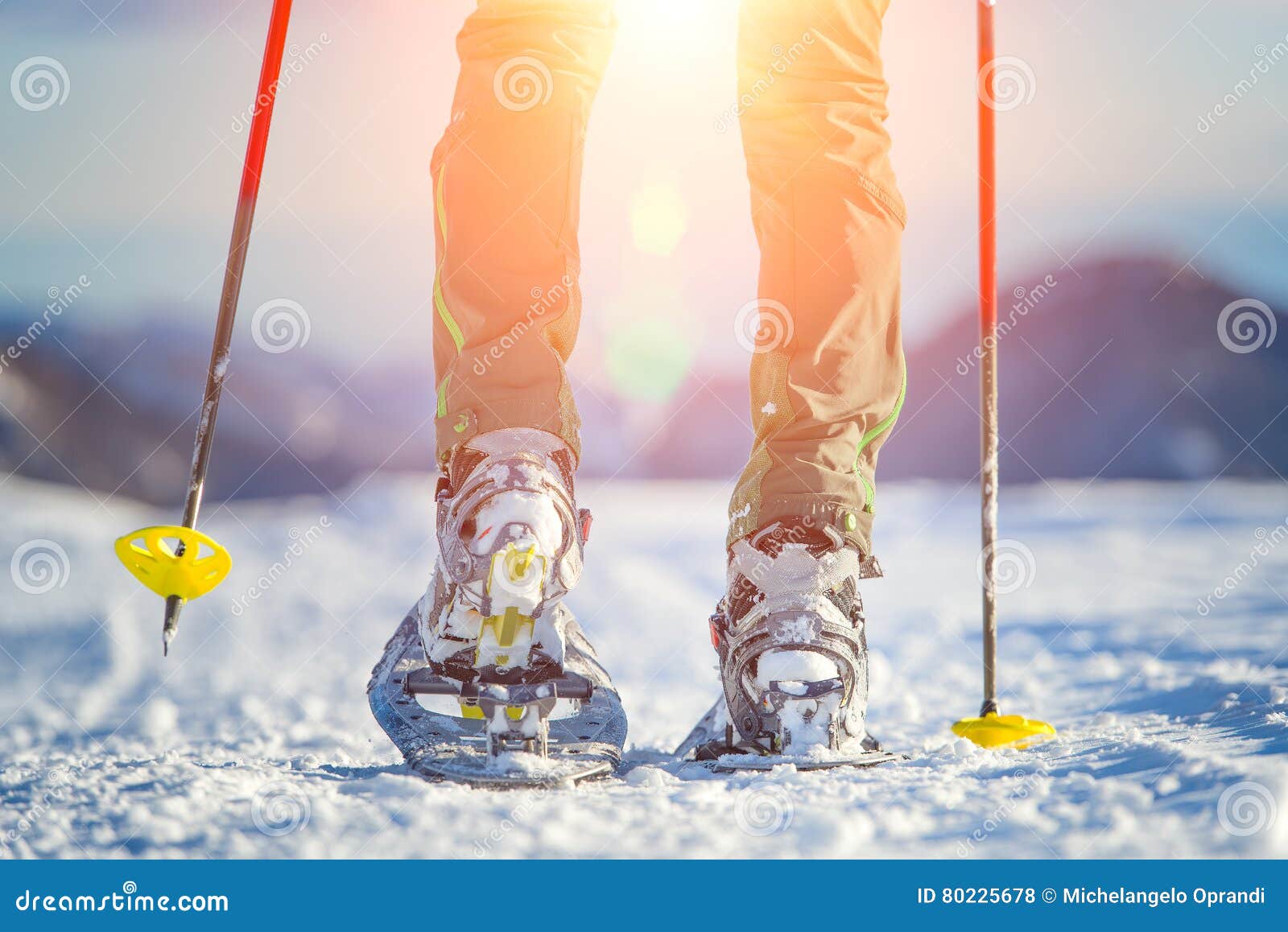 Walking with Snowshoes in Mountains Stock Photo Image of nature