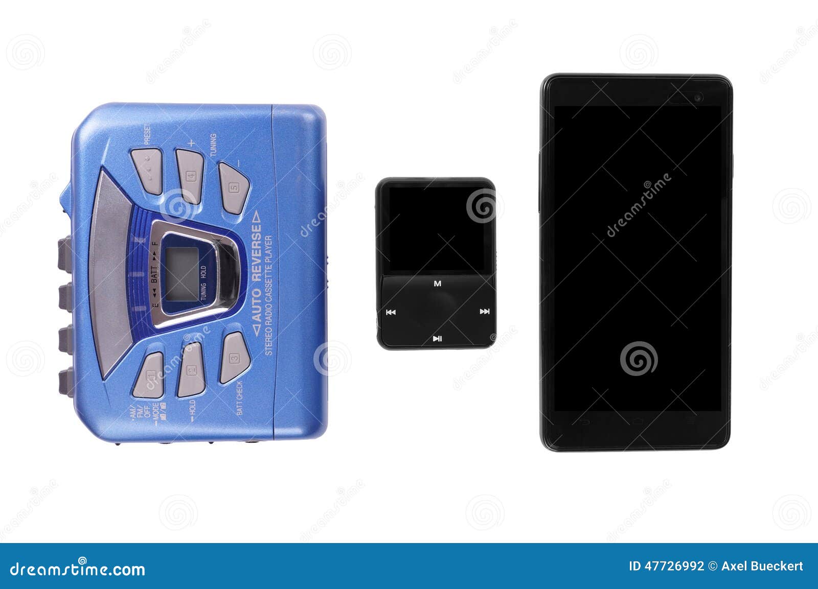 Walkman Mp3 Player and Smart Phone Stock Photo Image of equipment