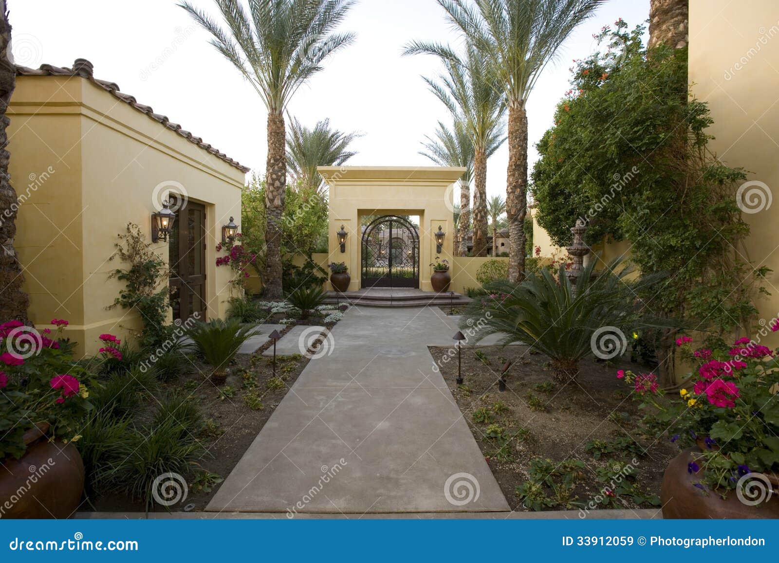 Walkway Along Plants In House Garden Stock Image - Image ...