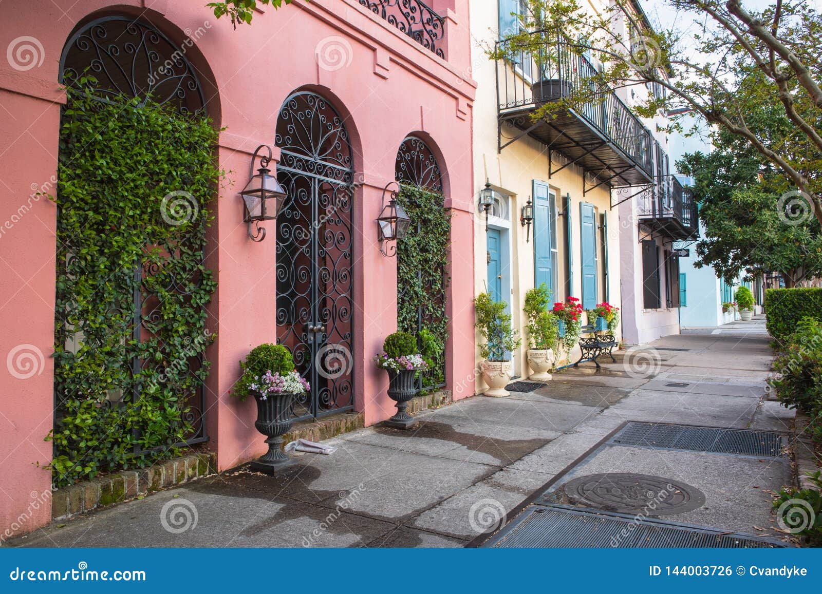 walkway through rainbow row charleston south carolina