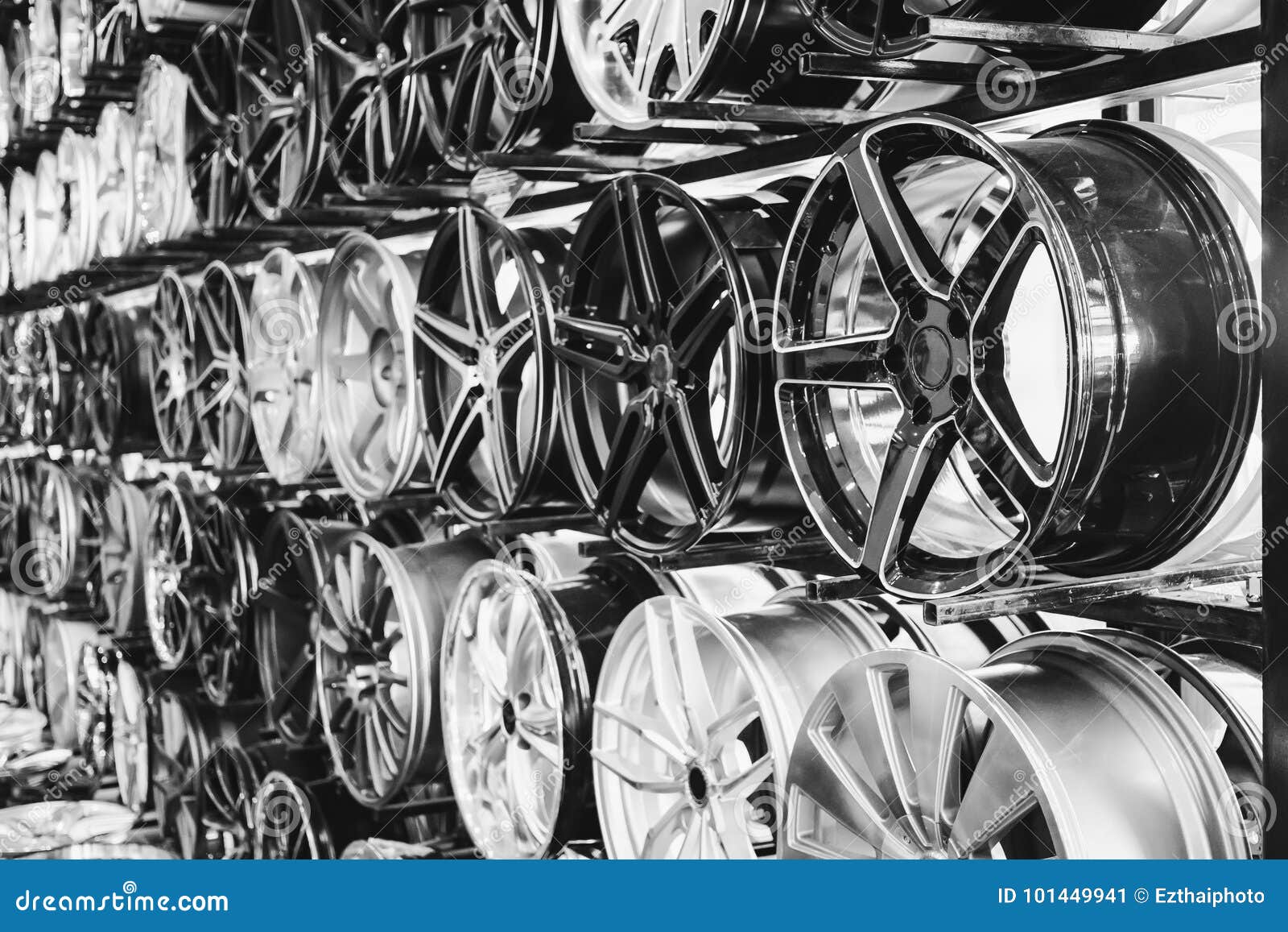 Wall of Alloy Car Wheels in Store Stock Image Image of automotive