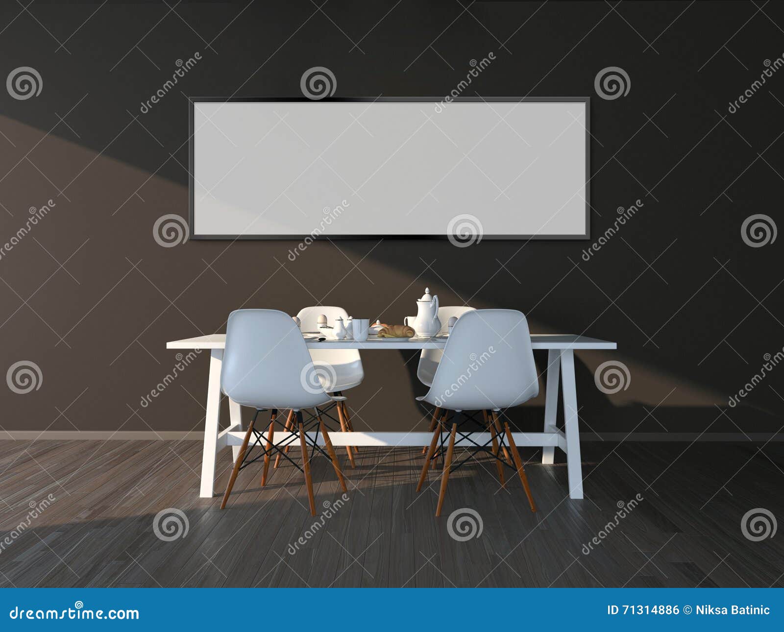 Wall Art Background in Kitchen Mock Up Stock Illustration