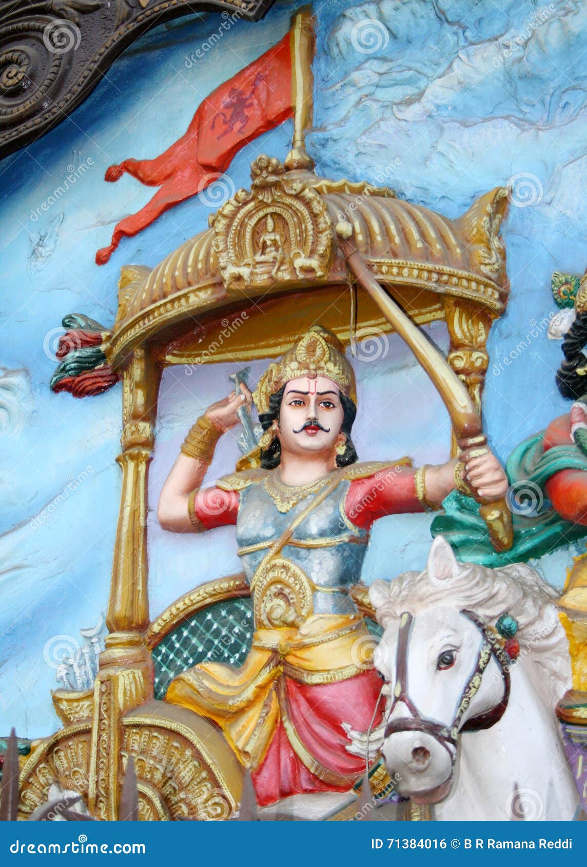 Wall Art Of Hindu God Arjun On Chariot As In Mahabharat War As In Epic