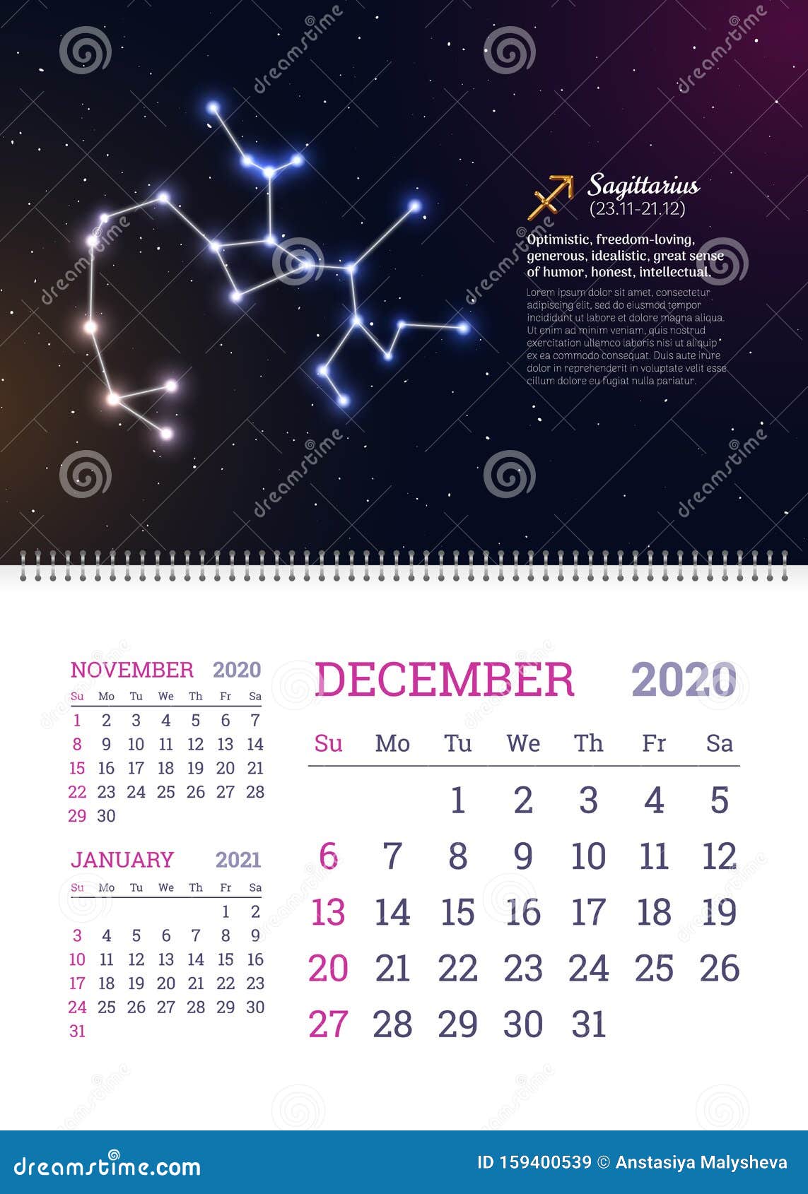 Wall Calendar for December 2020 Year Stock Vector - Illustration of ...