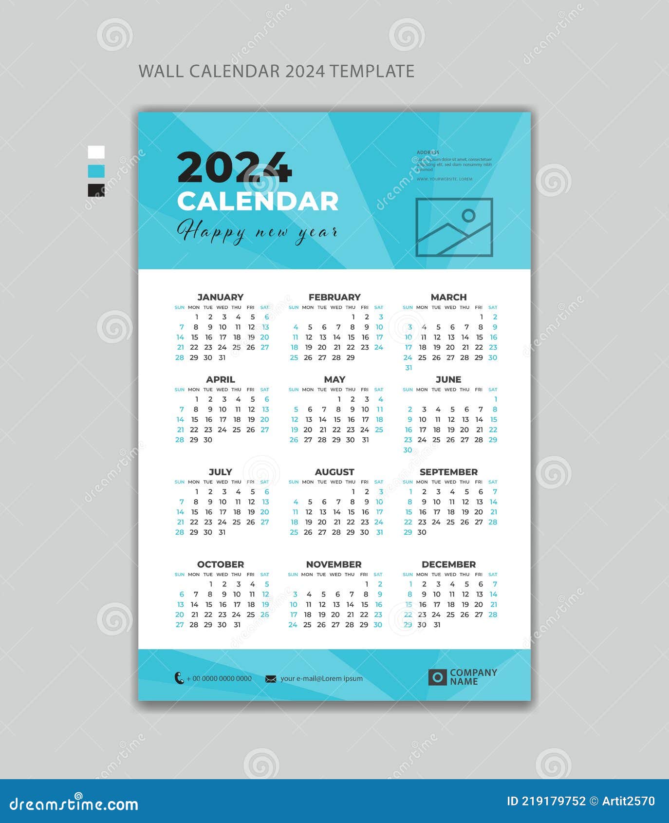 Calendario 2024 español. Semana comienza el lunes Stock Vector