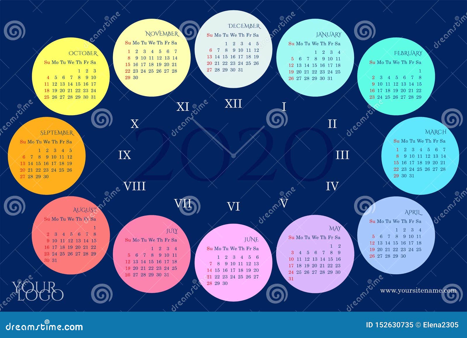 Wall Calendar Of In The Form Of A Dial With Rainbow Months Days Of The Week Roman Numerals Stock Vector Illustration Of Navy Wall Calendar Of In The Form Of A Dial With Rainbow Months Days Of The Week Roman Numerals Stock Vector Illustration Of Navy