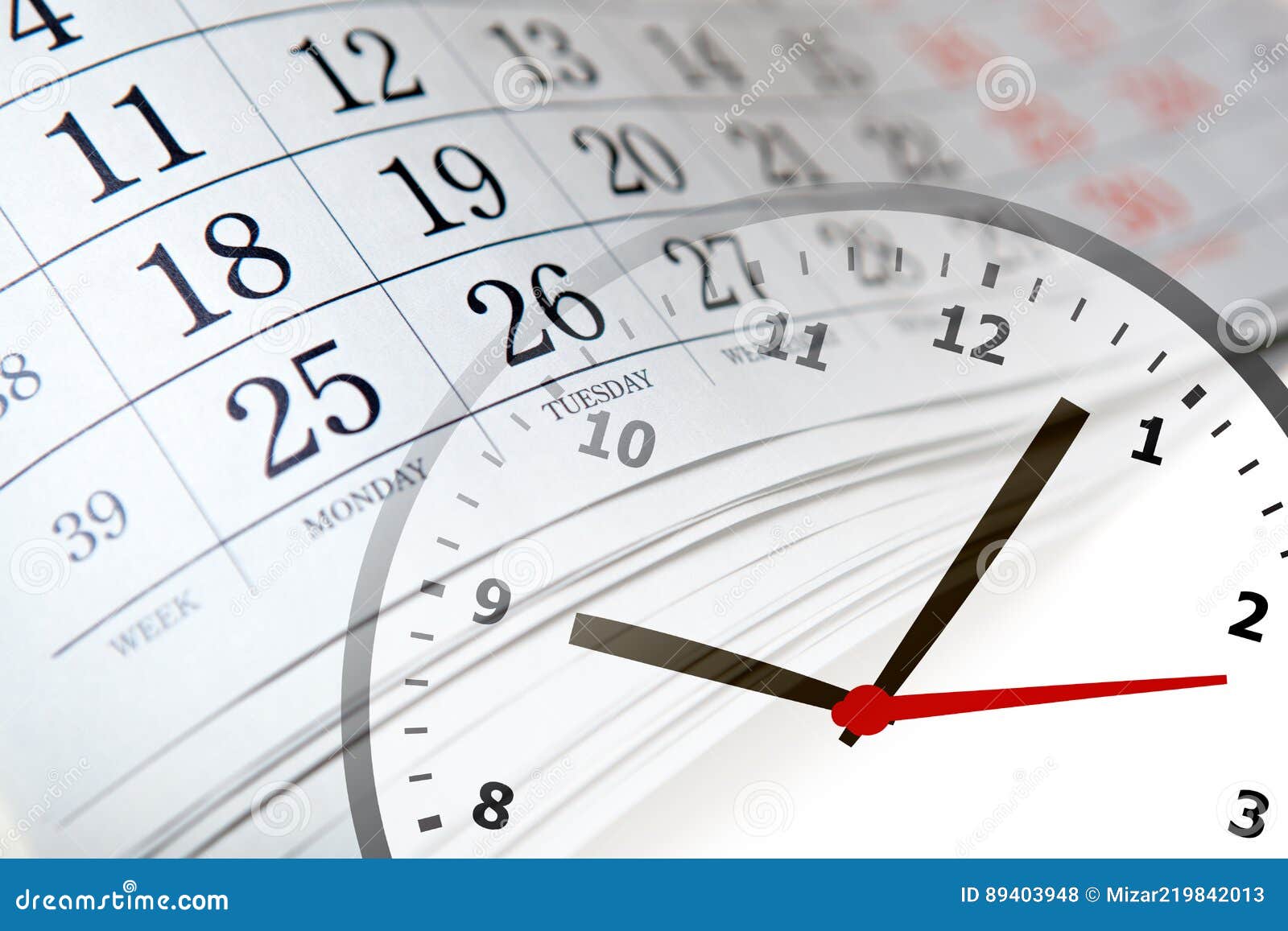 Wall Calendar with the Number of Days and Clock Stock Photo Image of
