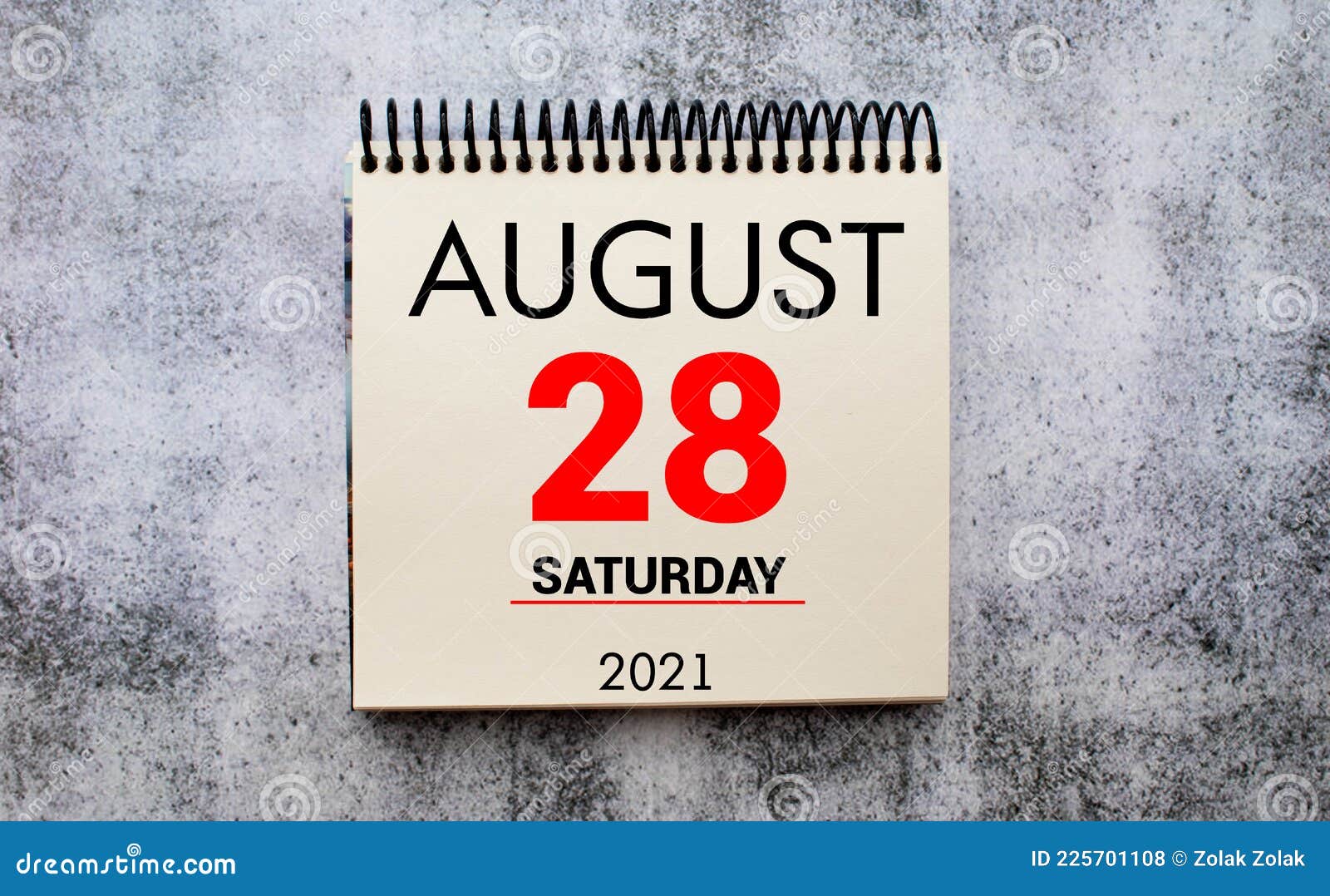 wall calendar with a red pin - august 28