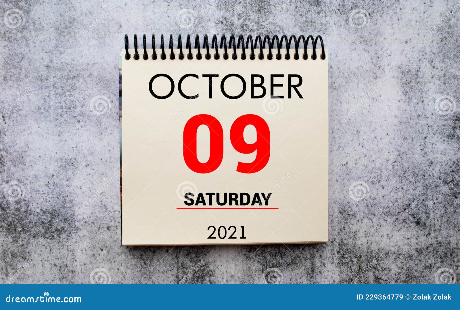 Wall Calendar With A Red Pin October 09 Stock Illustration