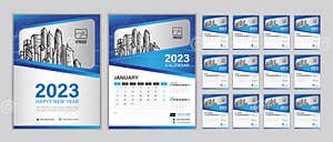 Wall Calendar 2023 Template Set Set Desk Calendar 2023 Year Happy New 