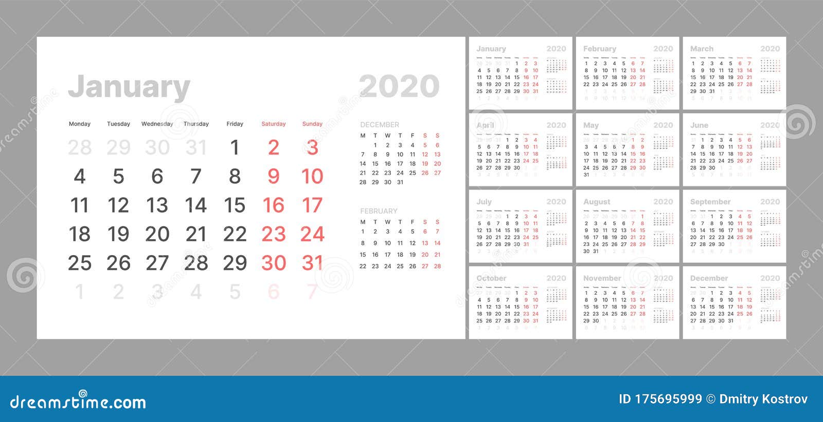 Wall Calendar Template For 2021 Year Planner Diary In A Minimalist