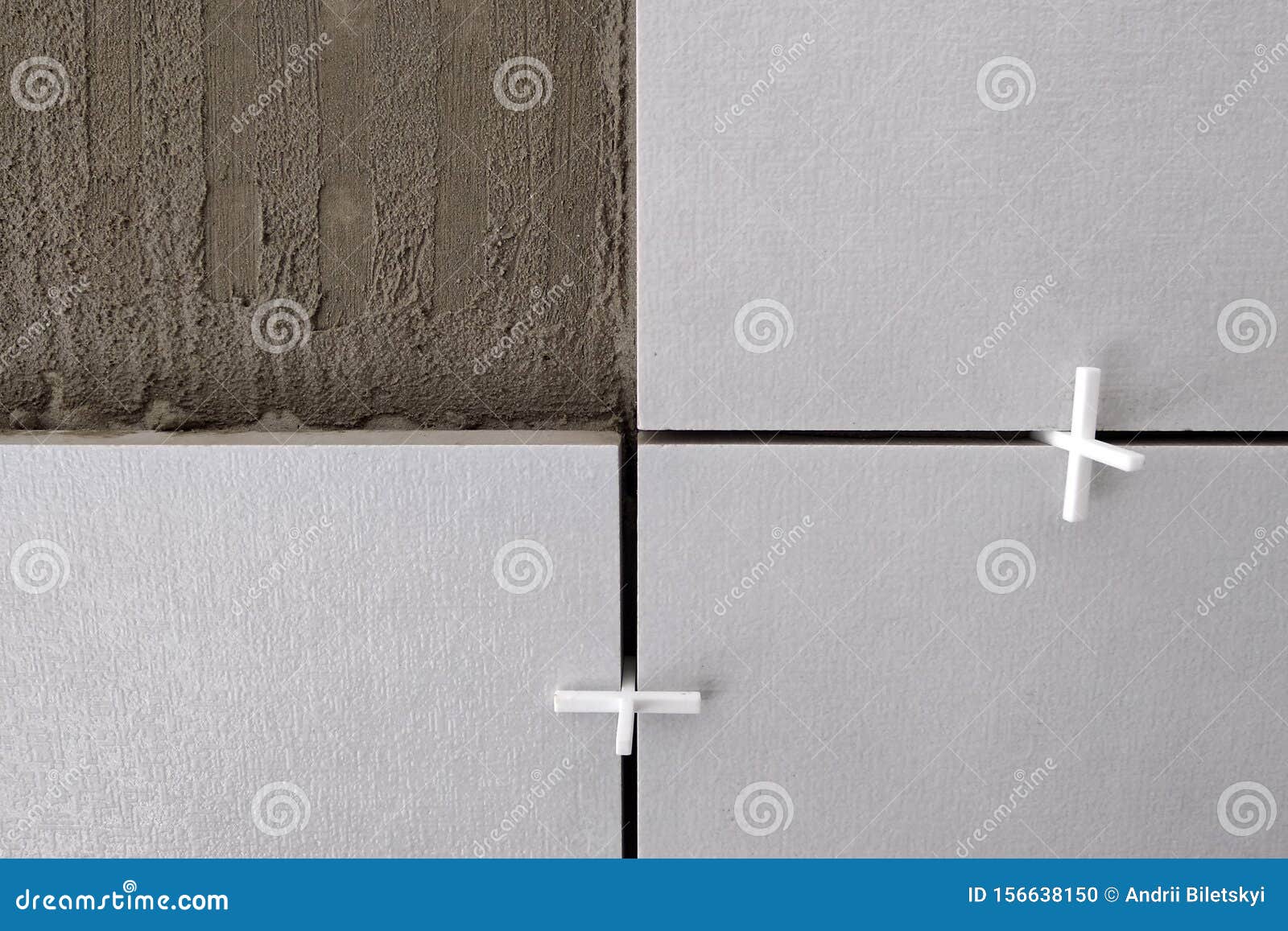 Wall Ceramic Tiles Installation on Mortar Glue Stock Photo Image of
