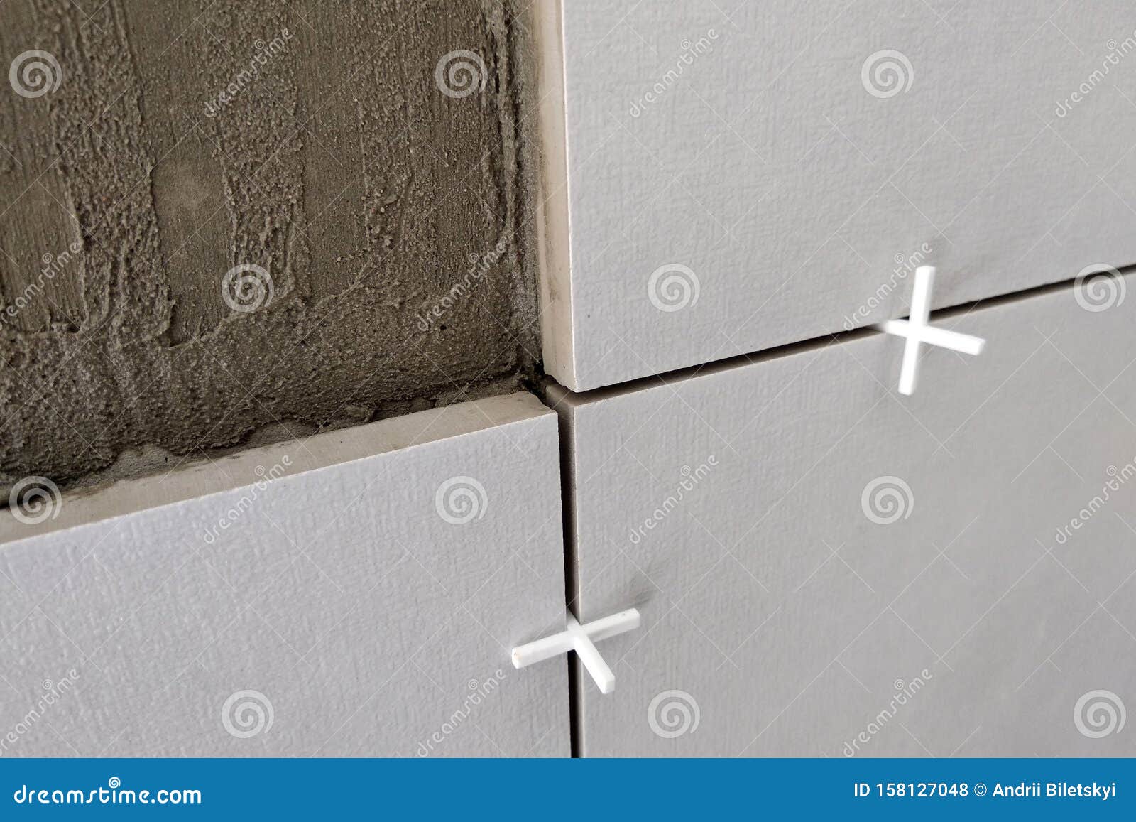 Wall Ceramic Tiles Installation on Mortar Glue Stock Photo Image of