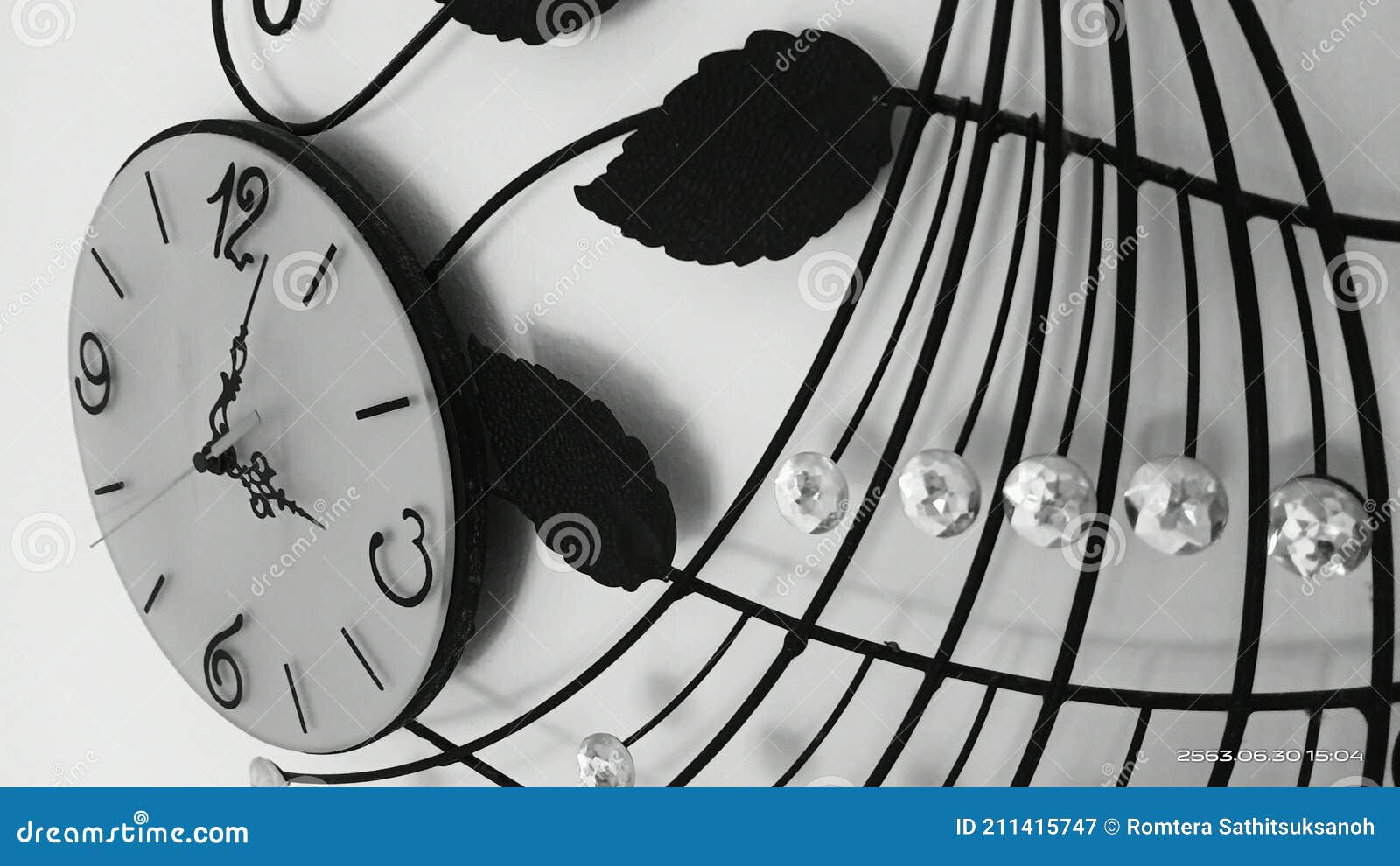 Wall Clock Black and White stock image. Image of spoke 211415747