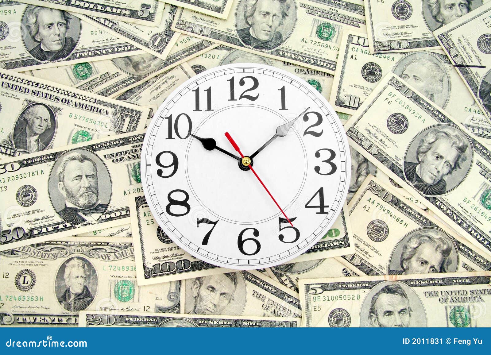 Wall clock and dollars stock image. Image of making, hands 2011831