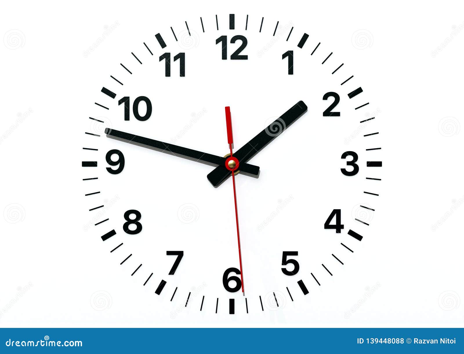 Wall Clock Face with Hour, Minute and Second Hands Stock Illustration