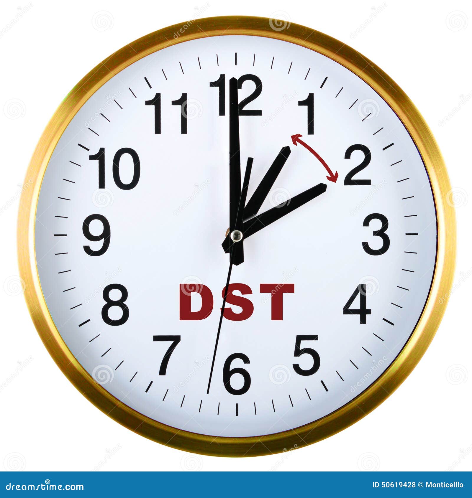 Wall Clock Isolated on White. Daylight Saving Time Stock Photo Image