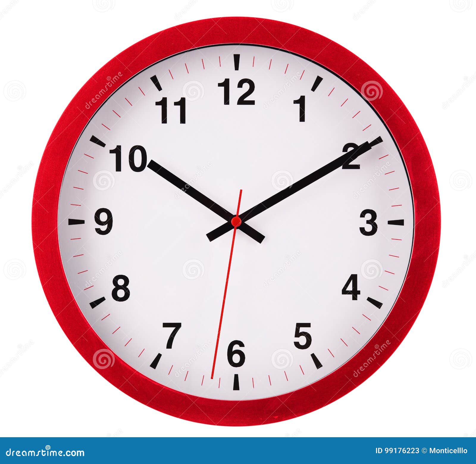 Wall Clock Isolated on White. Ten Past Ten. Stock Image Image of hour