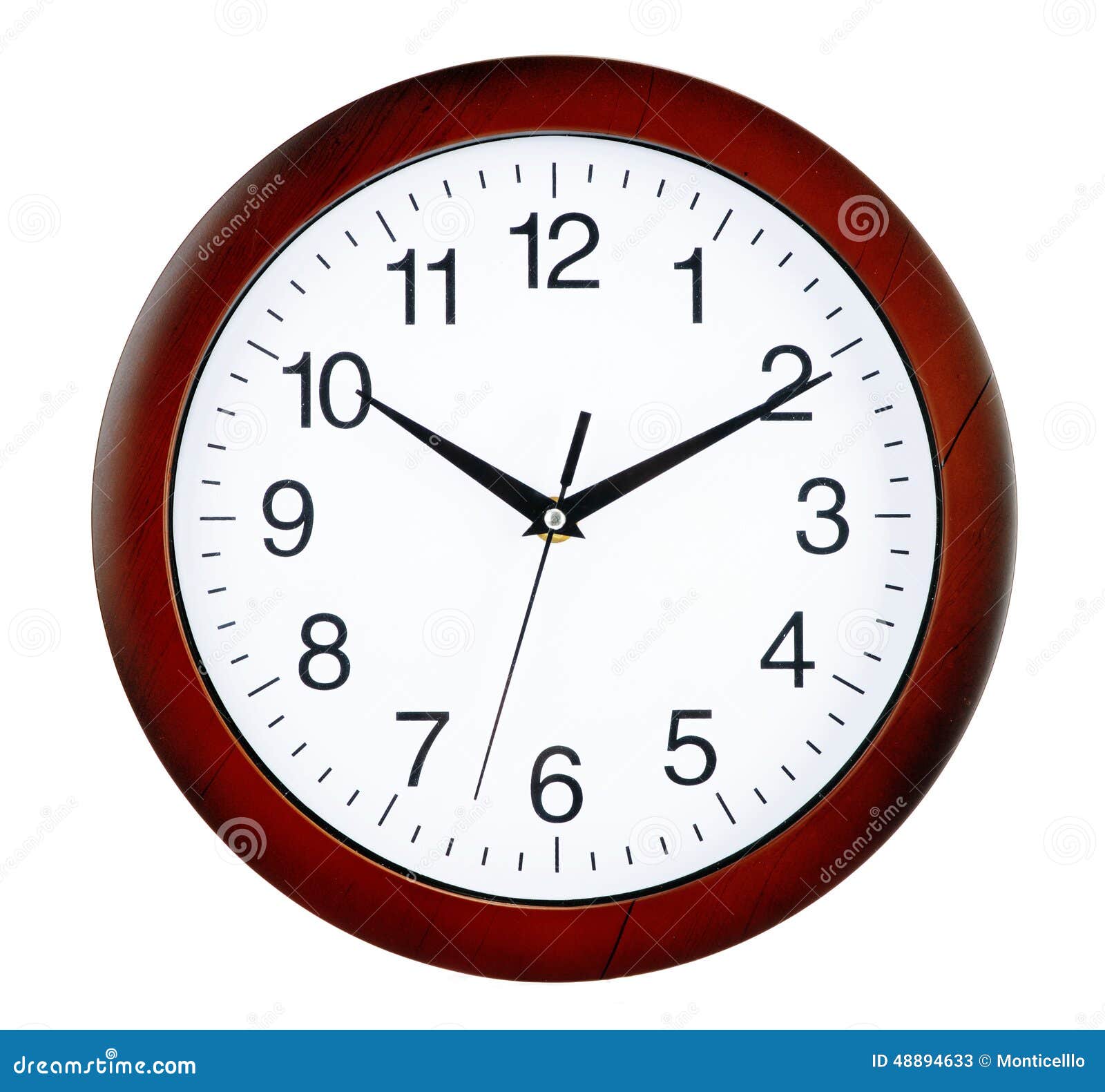 Wall Clock Isolated on White. Ten Past Ten Stock Image Image of