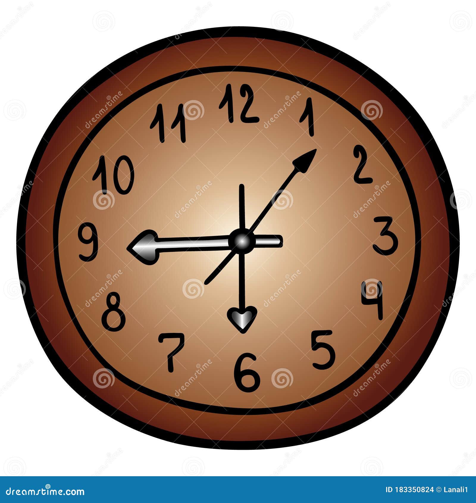 Wall Clock Mechanical. Numbers and Arrows. Color Vector Illustration. Room  Design Element on an Isolated White Background Stock Vector - Illustration  of mechanical, indoor: 183350824