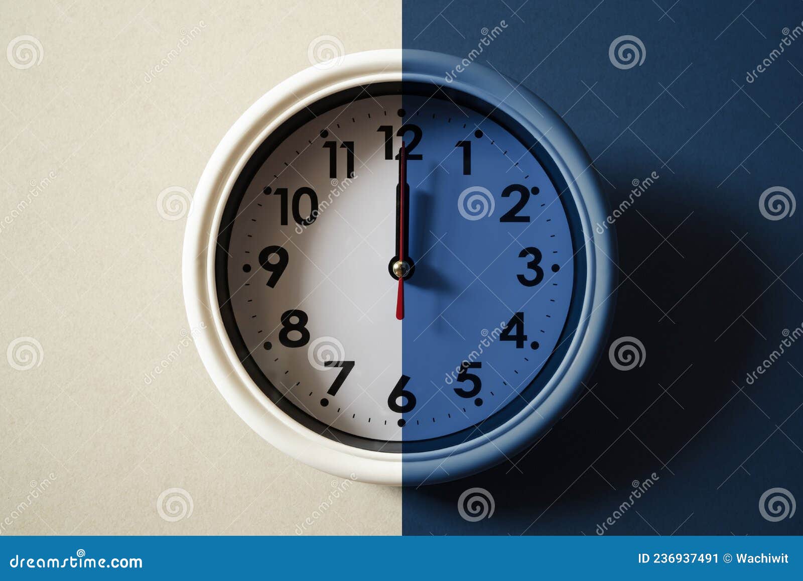 Wall Clock at Midday and Midnight Stock Image Image of midnight